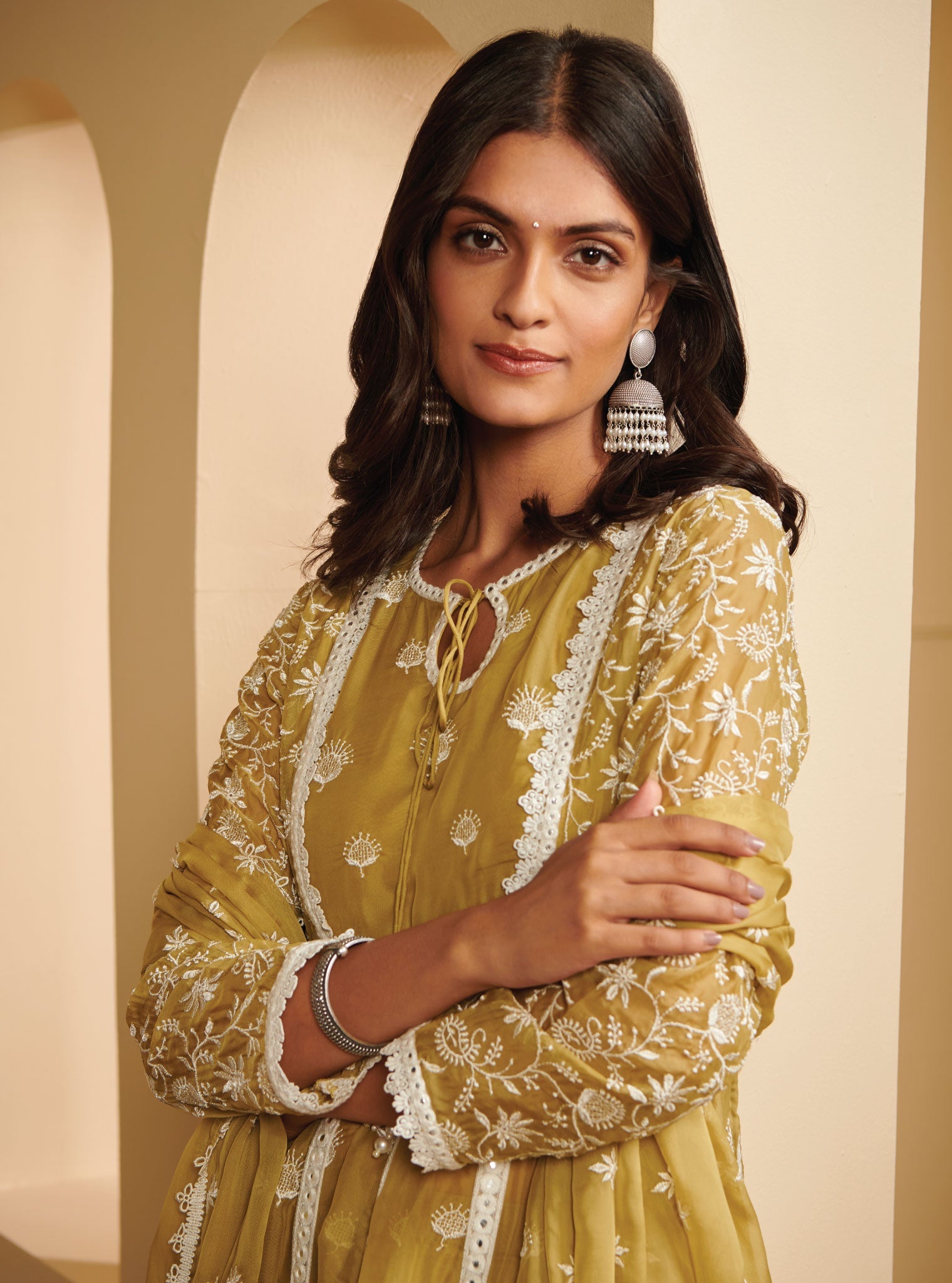 Prasatti Organza Green Anarkali Kurta Set