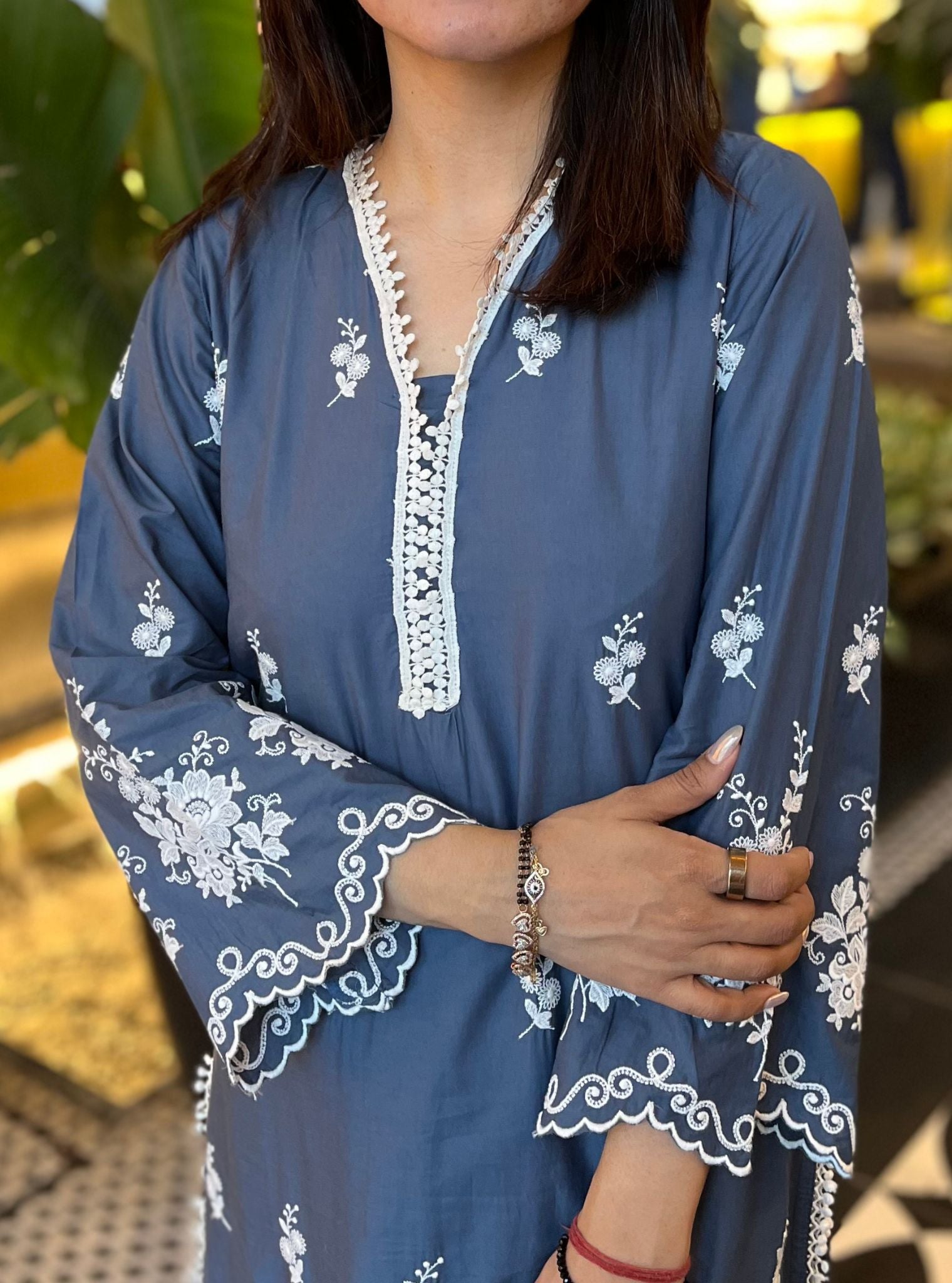 Love Song Supima Cotton Navy Kurta Set