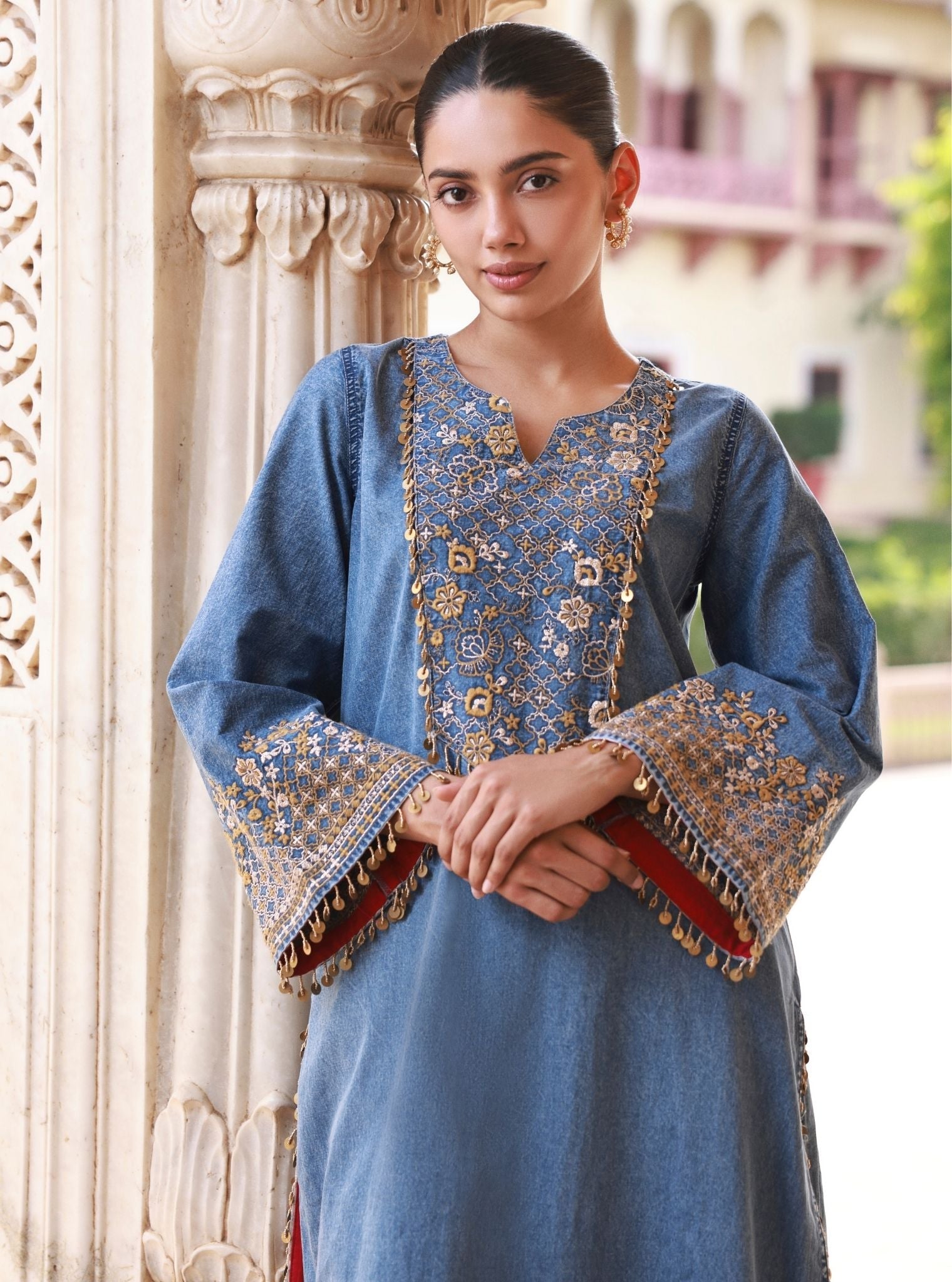 Rumei Denim Blue Kurta Set