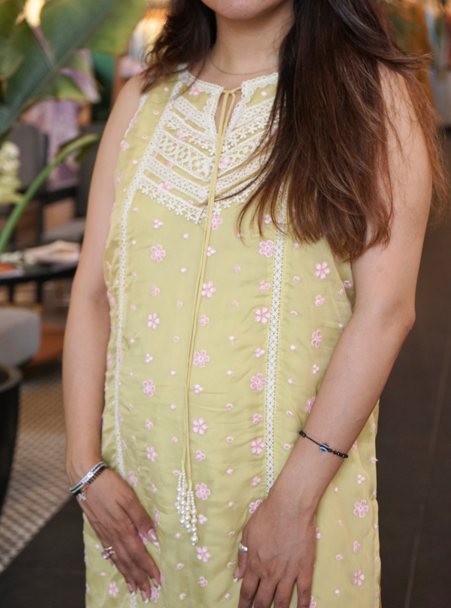 Simin Organza Lime Kurta Set