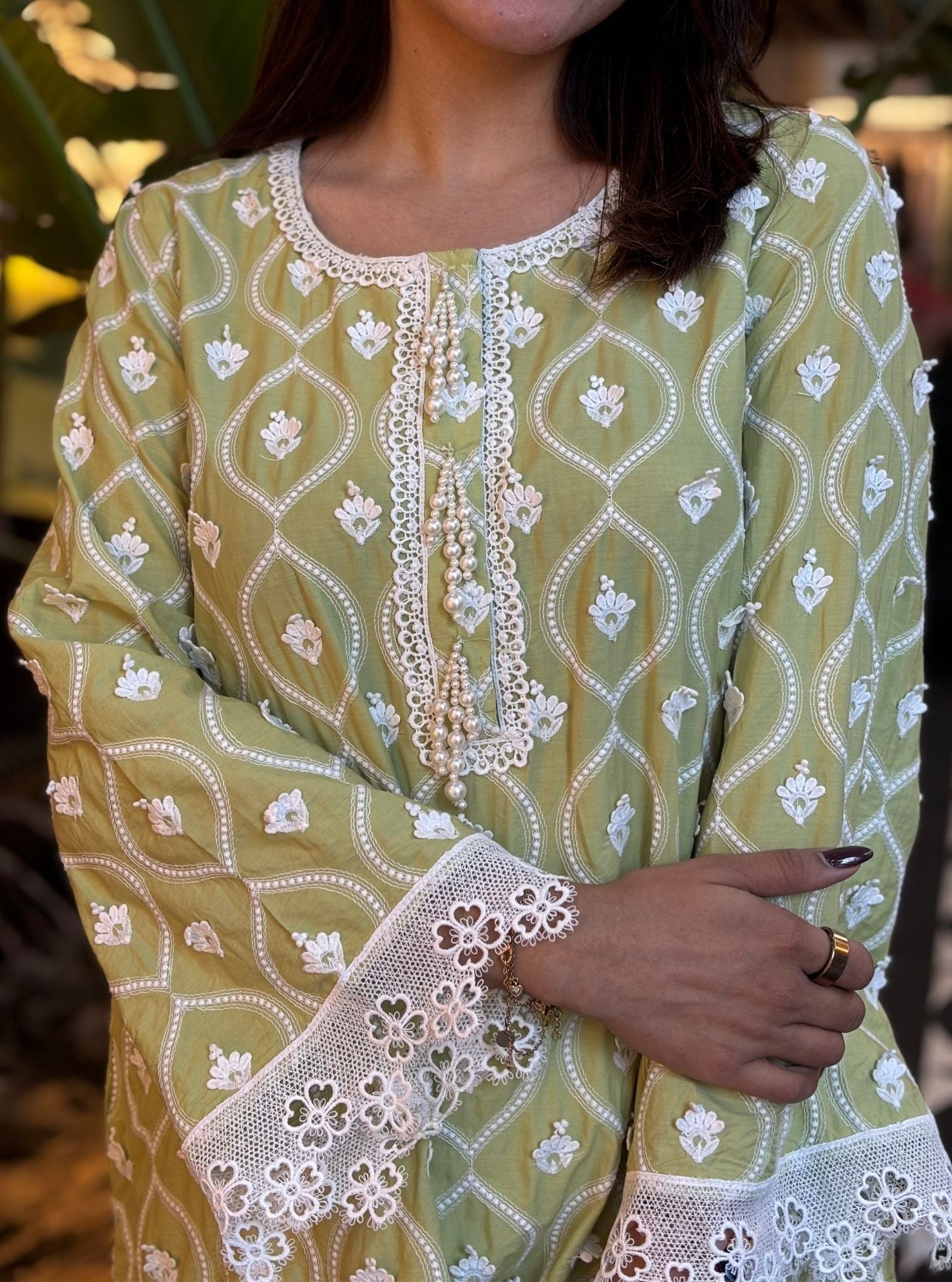 Sintra Supima Cotton Green Kurta Set