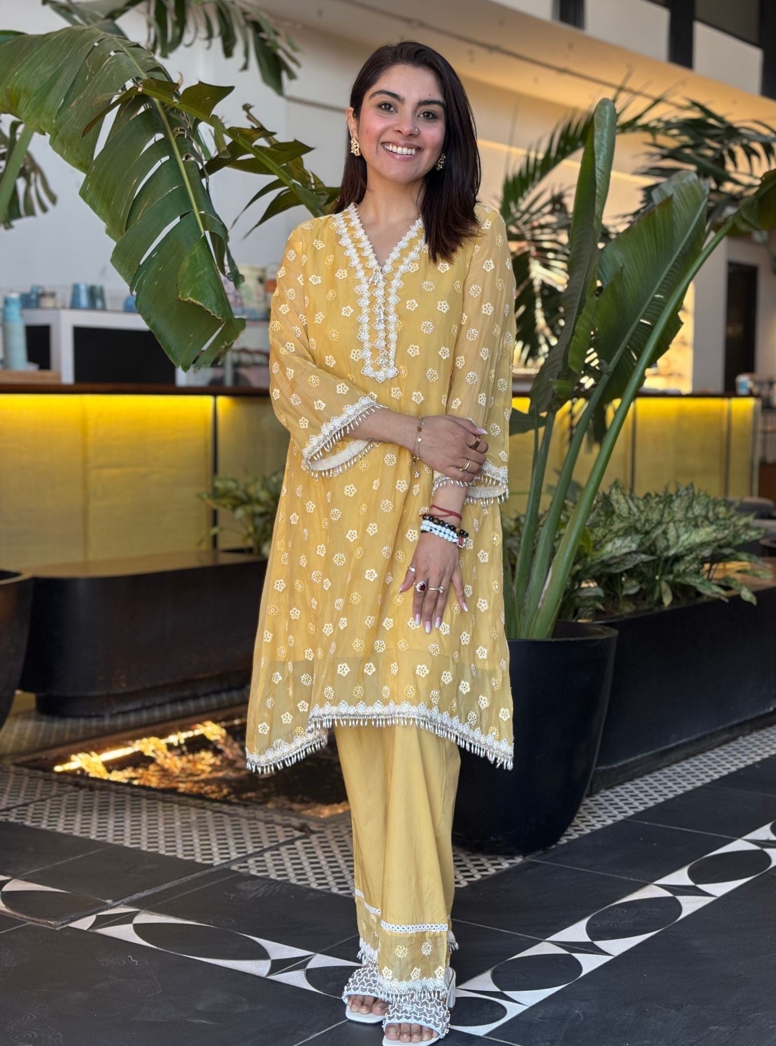 Hariette Organza Yellow Kurta Set