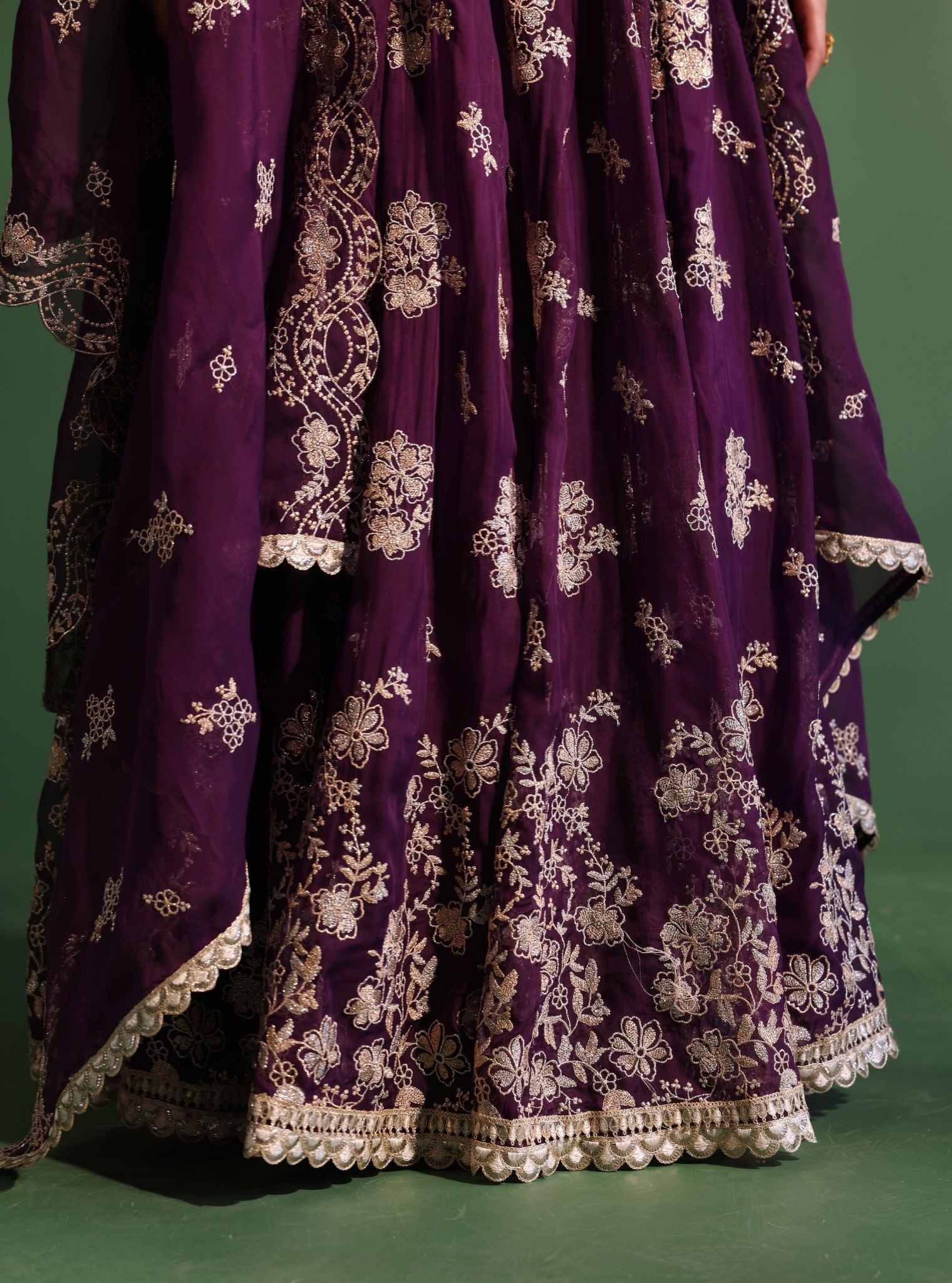 Jugnu Organza Purple Lehenga