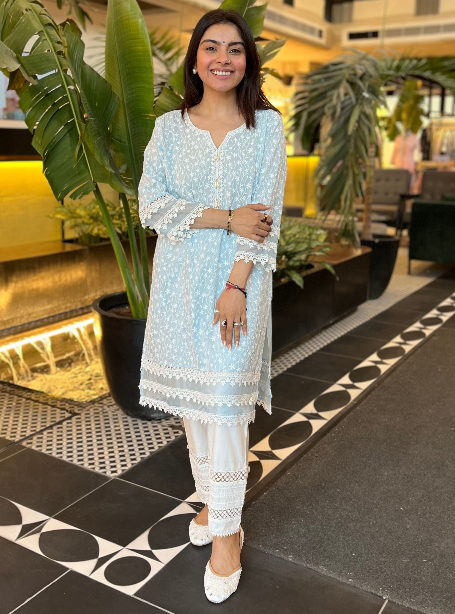 Rosine Supima Cotton Light Blue Kurta Set