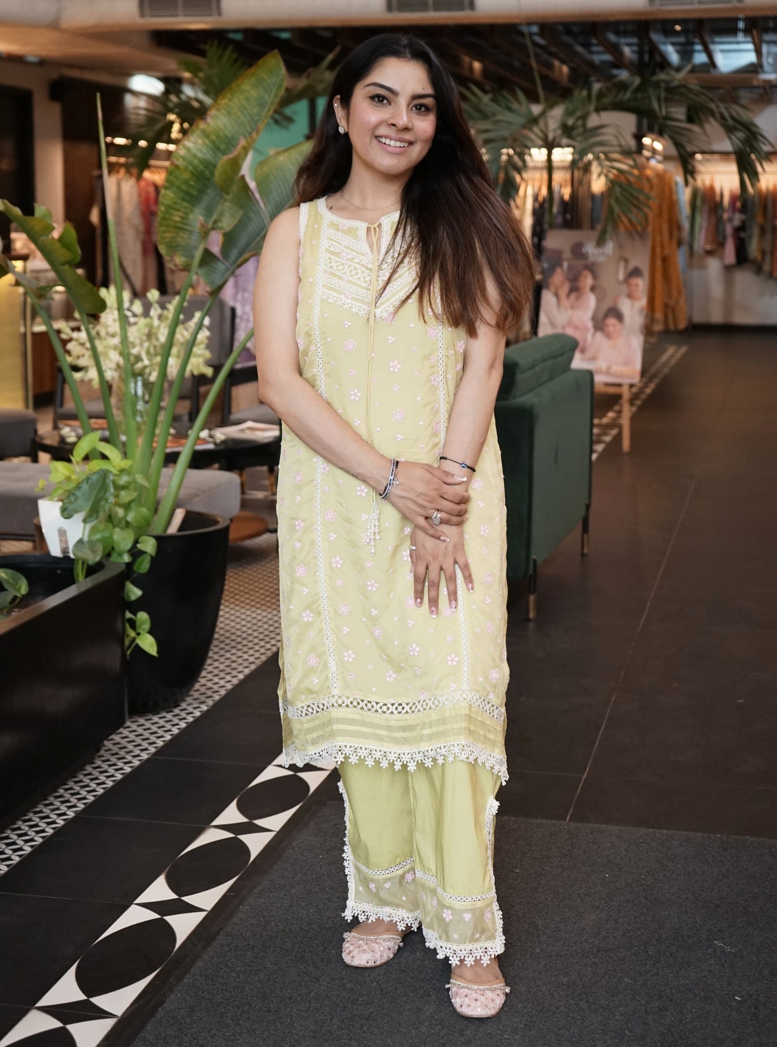 Simin Organza Lime Kurta Set