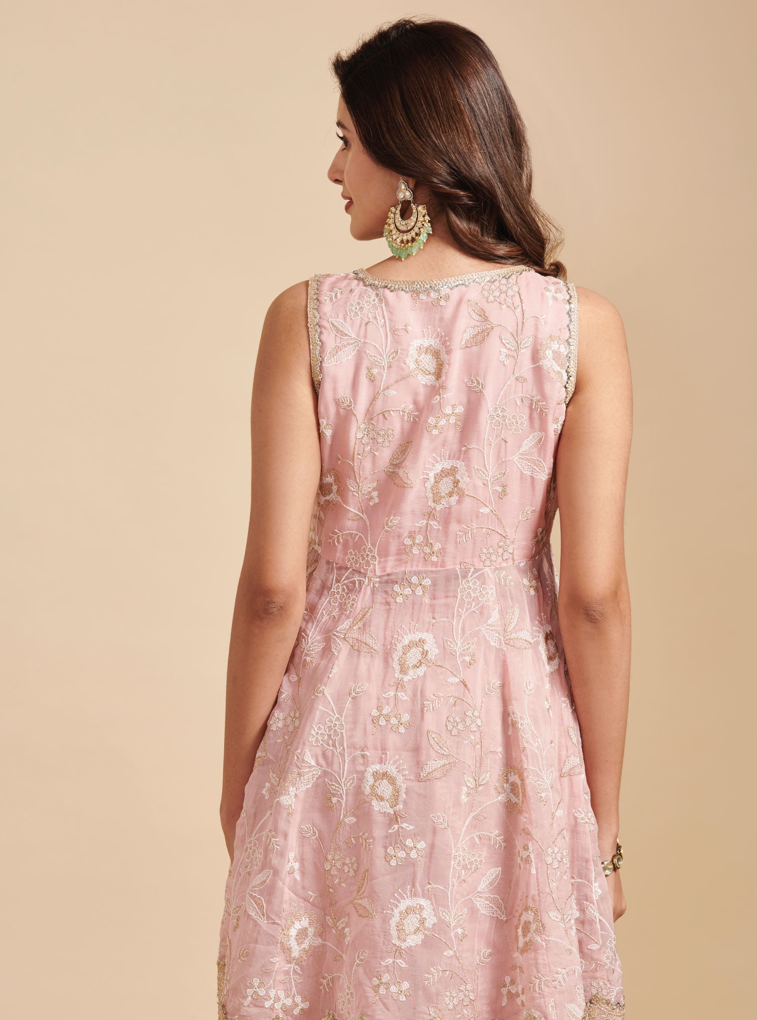 Lashkara Organza Short Anarkali Pink Kurta with Sharara Set