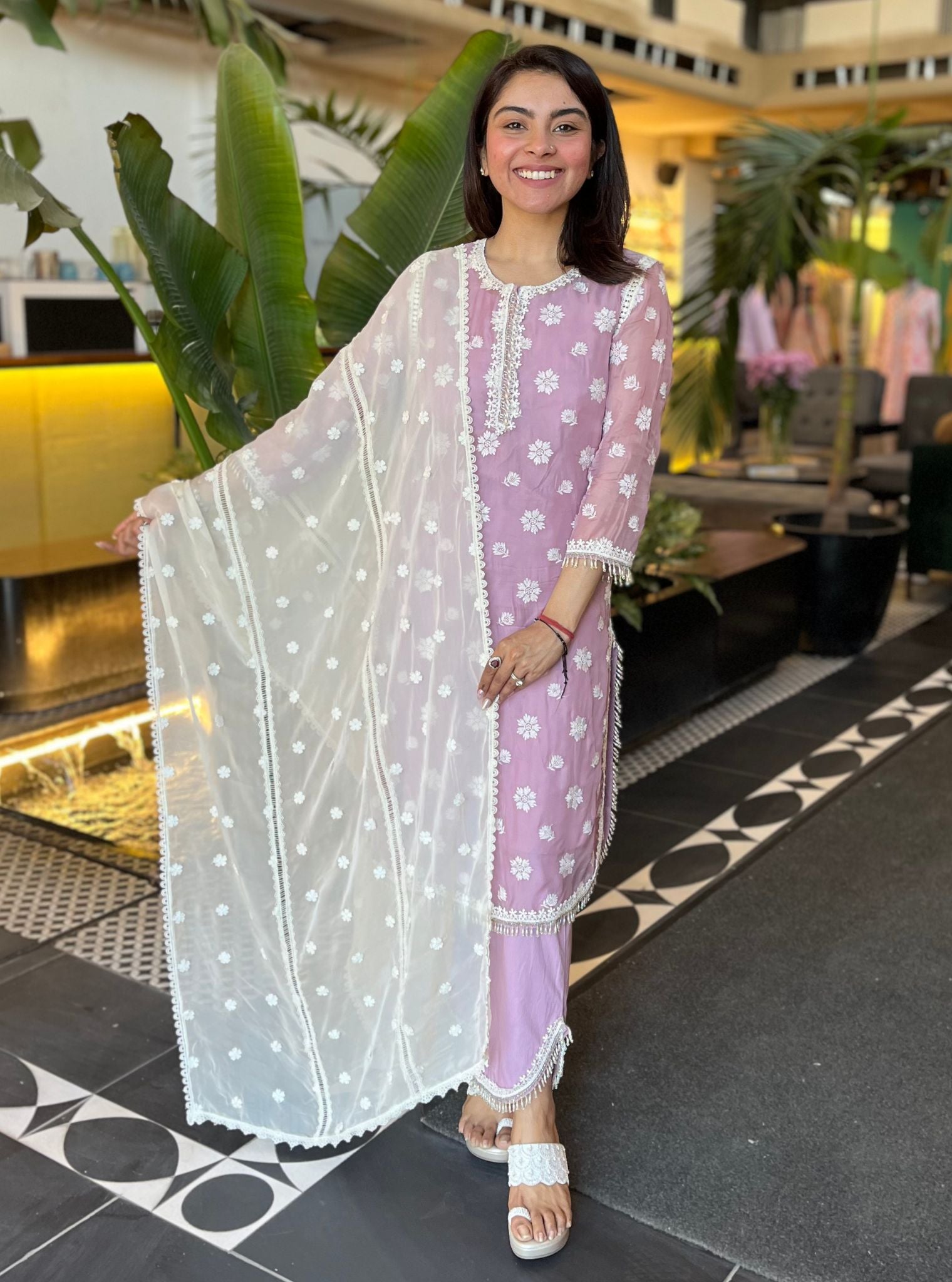 Nour Organza Lilac Kurta Set