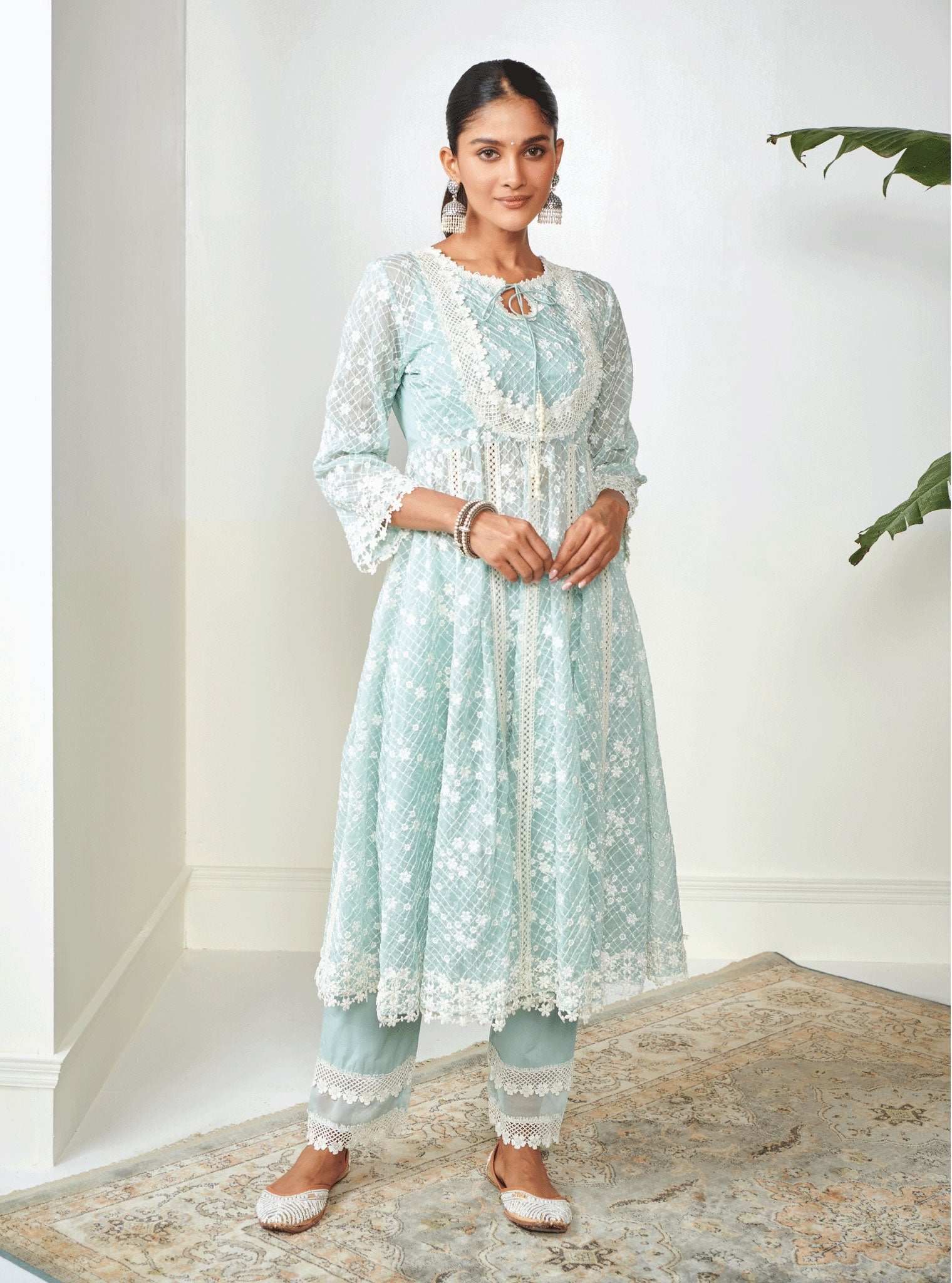 Zola Organza Light Blue Anarkali Kurta Set
