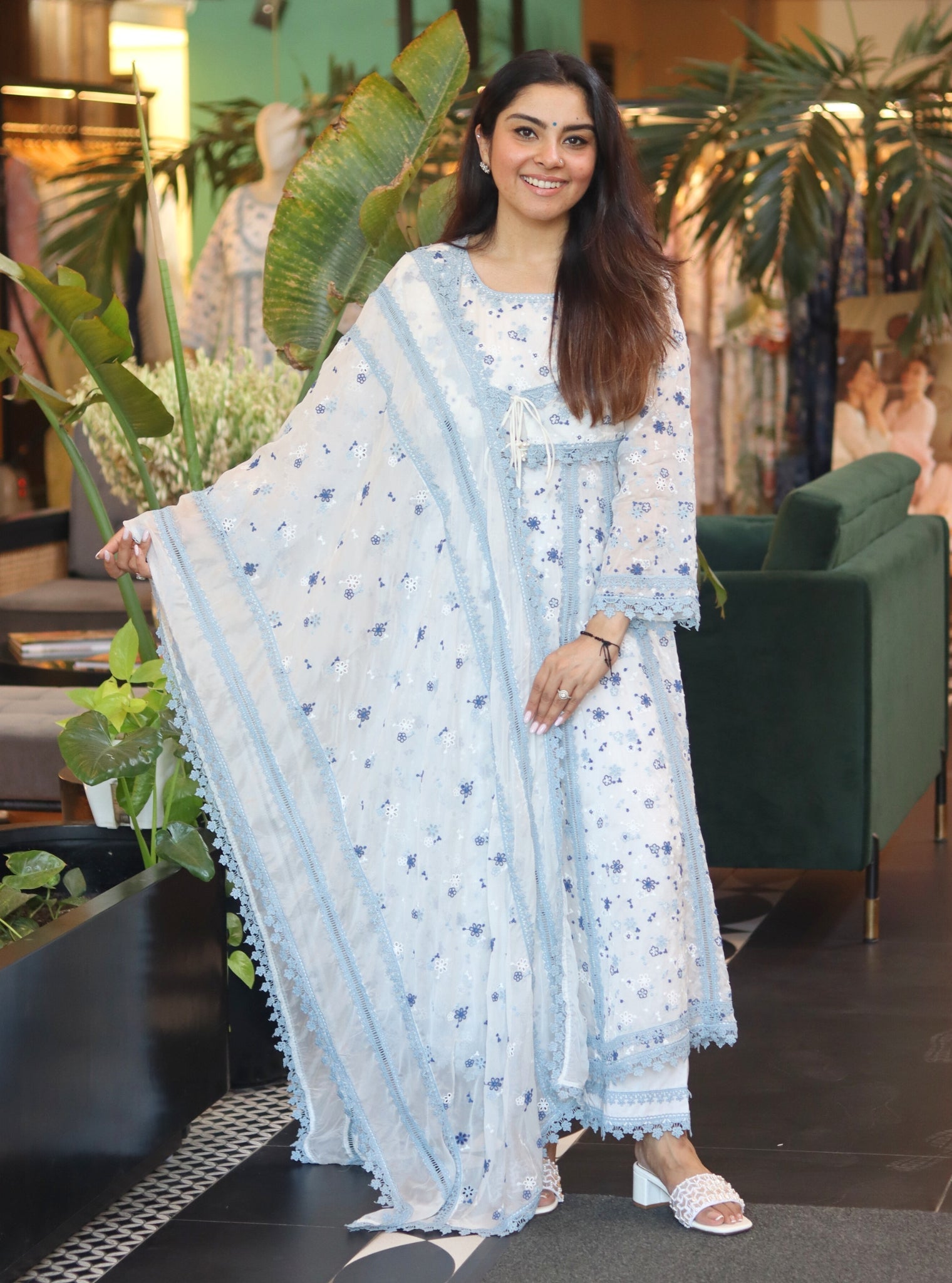 Elena Organza White Kurta Set