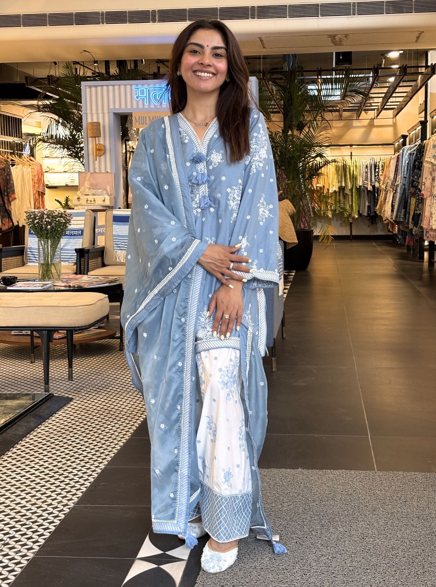 Valence Supima Cotton Blue Kurta Set