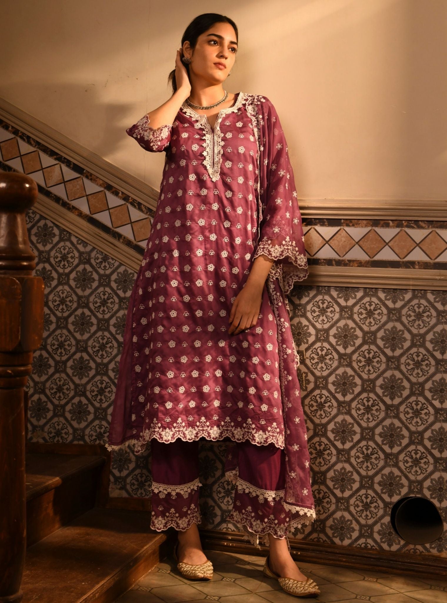 Miri Chanderi Lilac Kurta Set