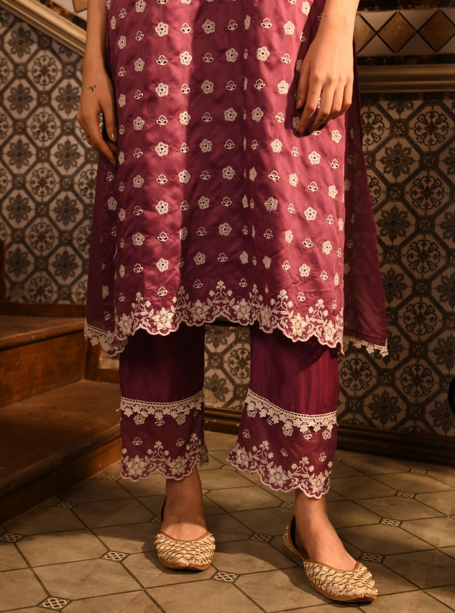 Miri Chanderi Lilac Kurta Set