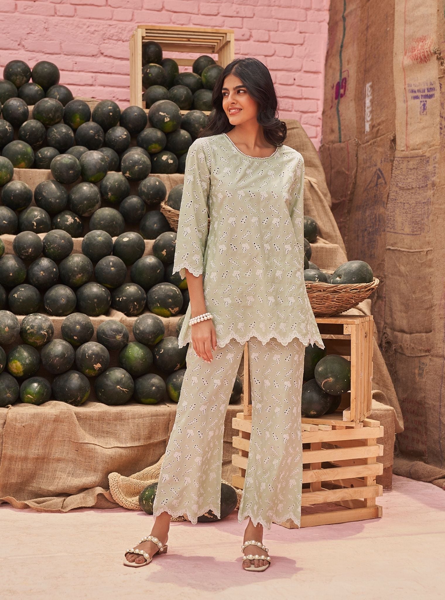 Hannah Supima Cotton Green Co-ord Set