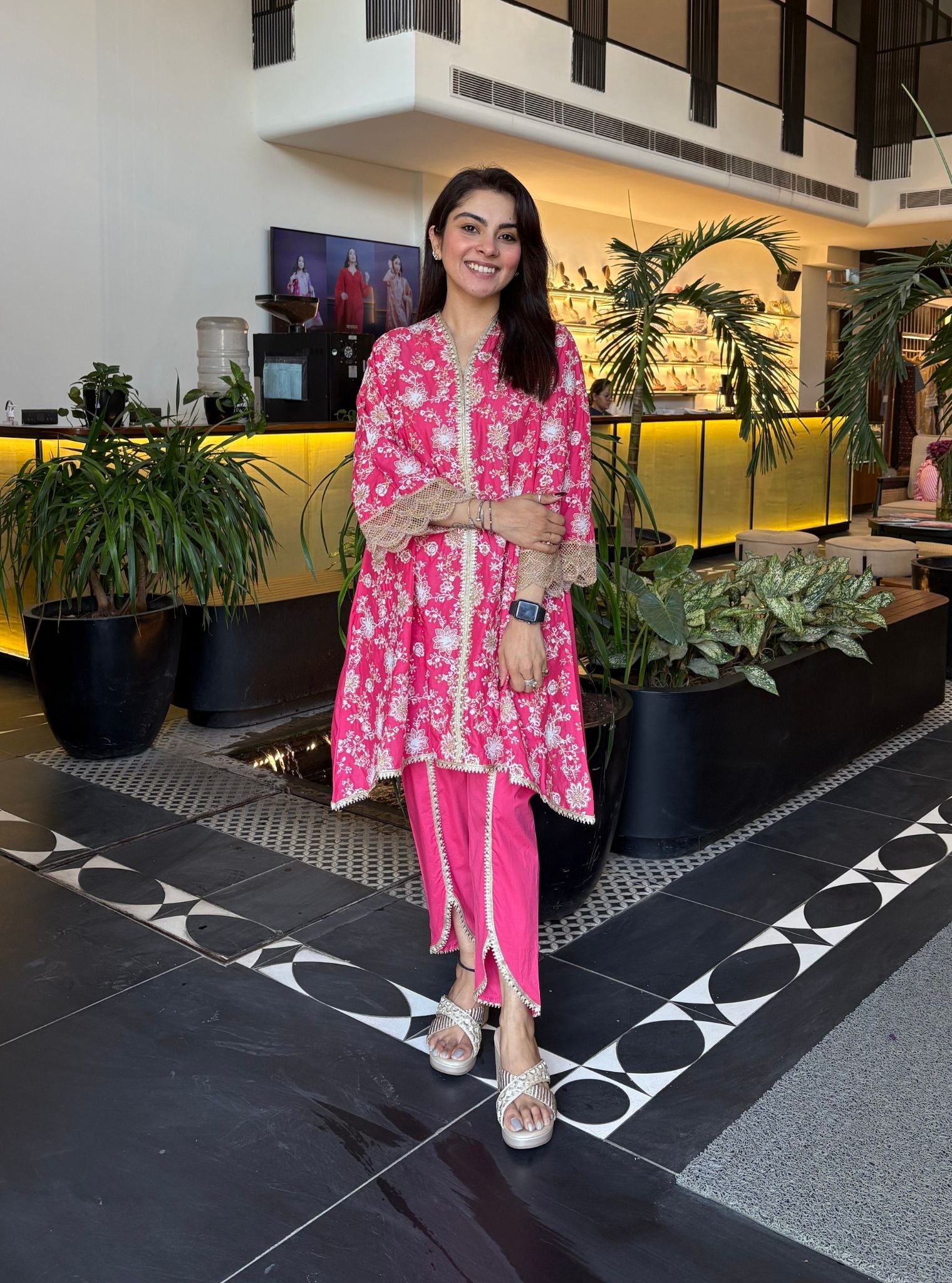 Komen Supima Cotton Fuschia Kurta Set