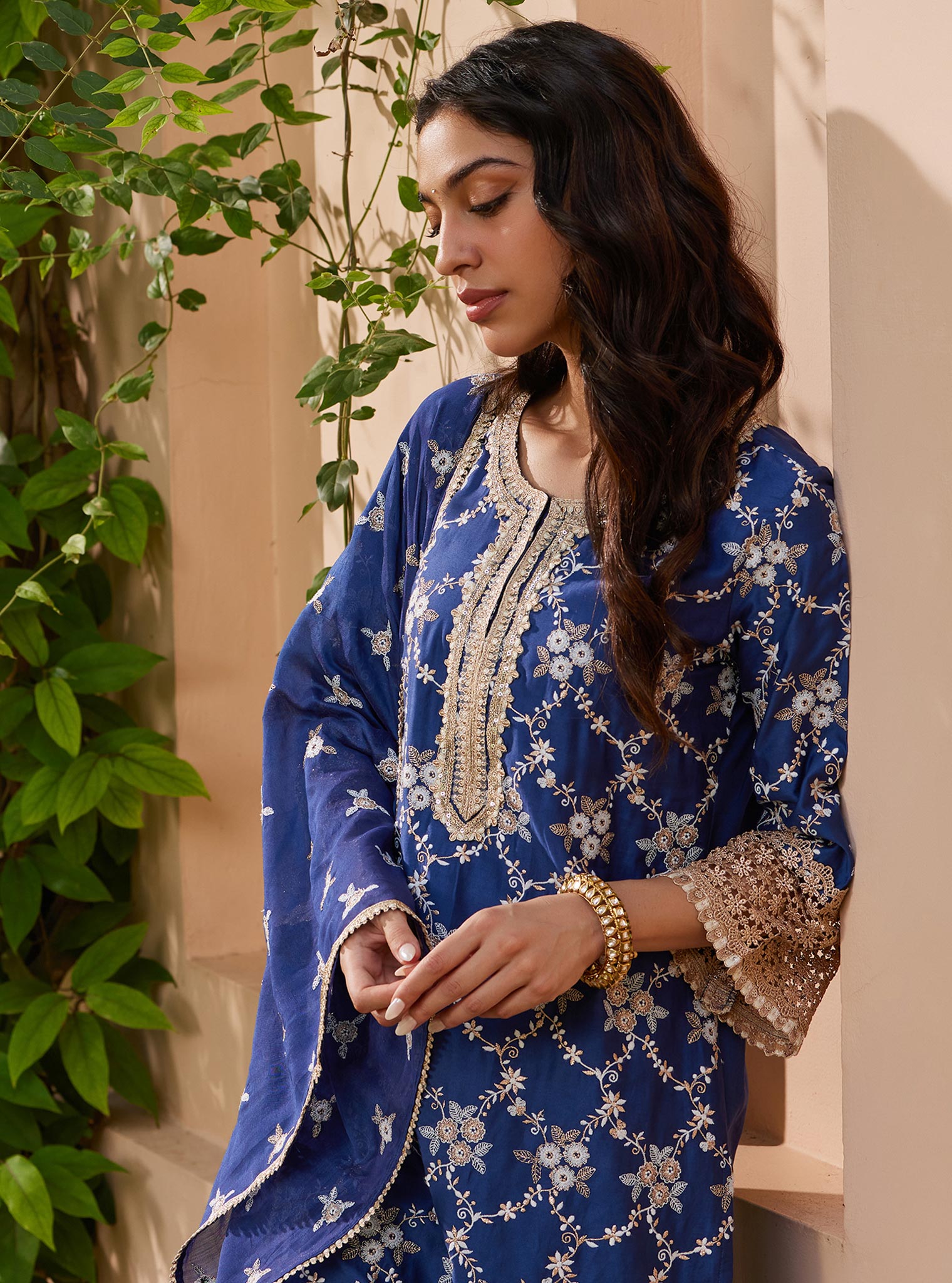 Agasti Pima Navy Kurta Set