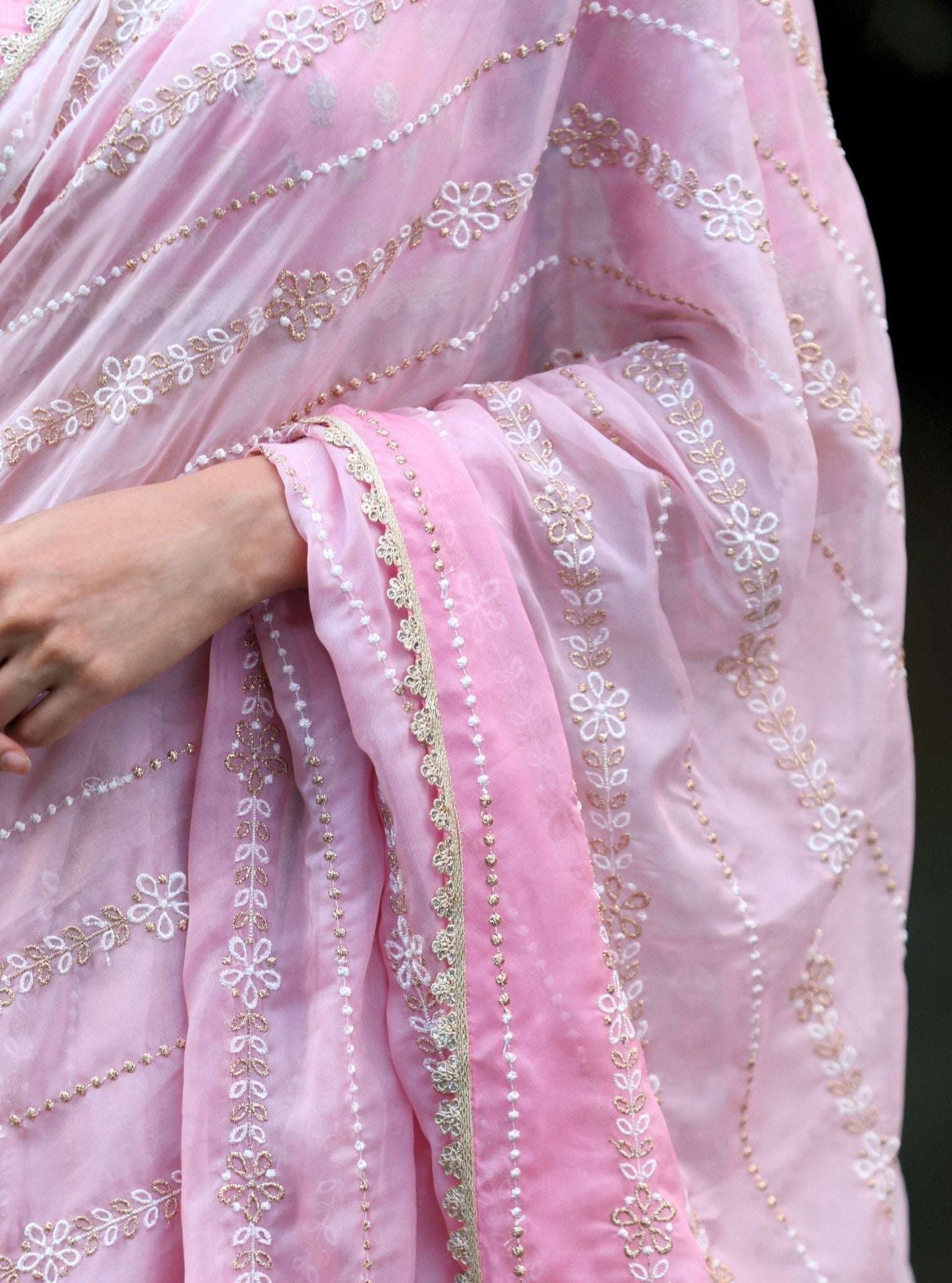 Junoon Organza Ombre Pink Saree