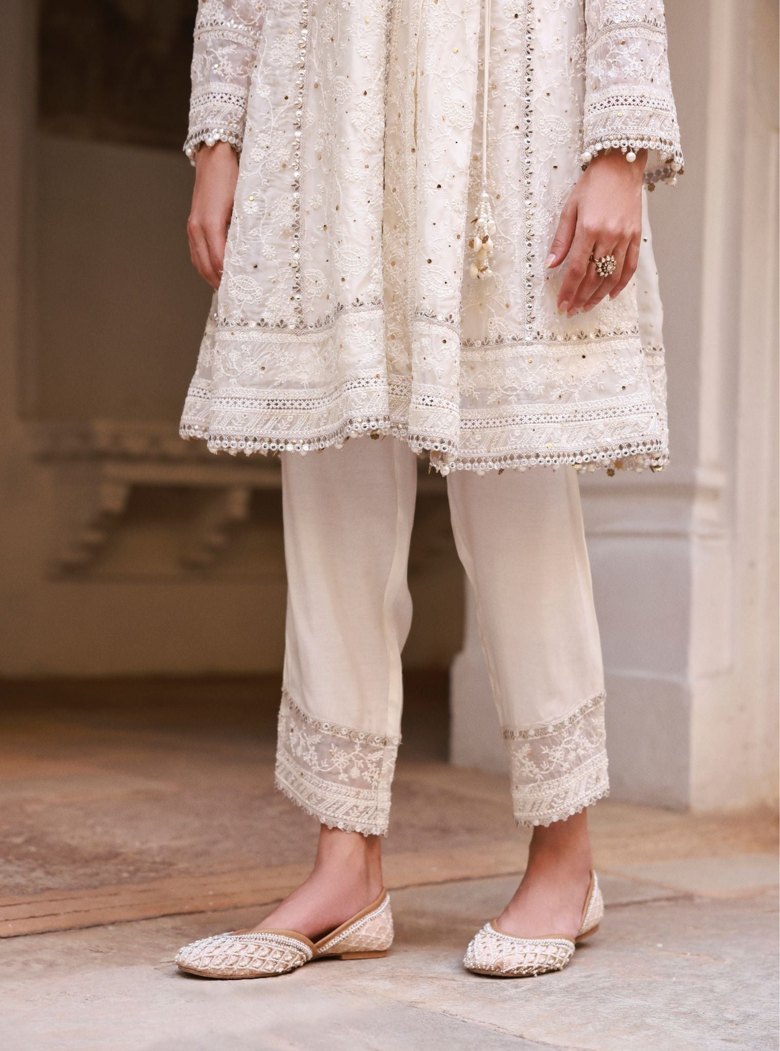 Anmika Organza Off White Kurta Set