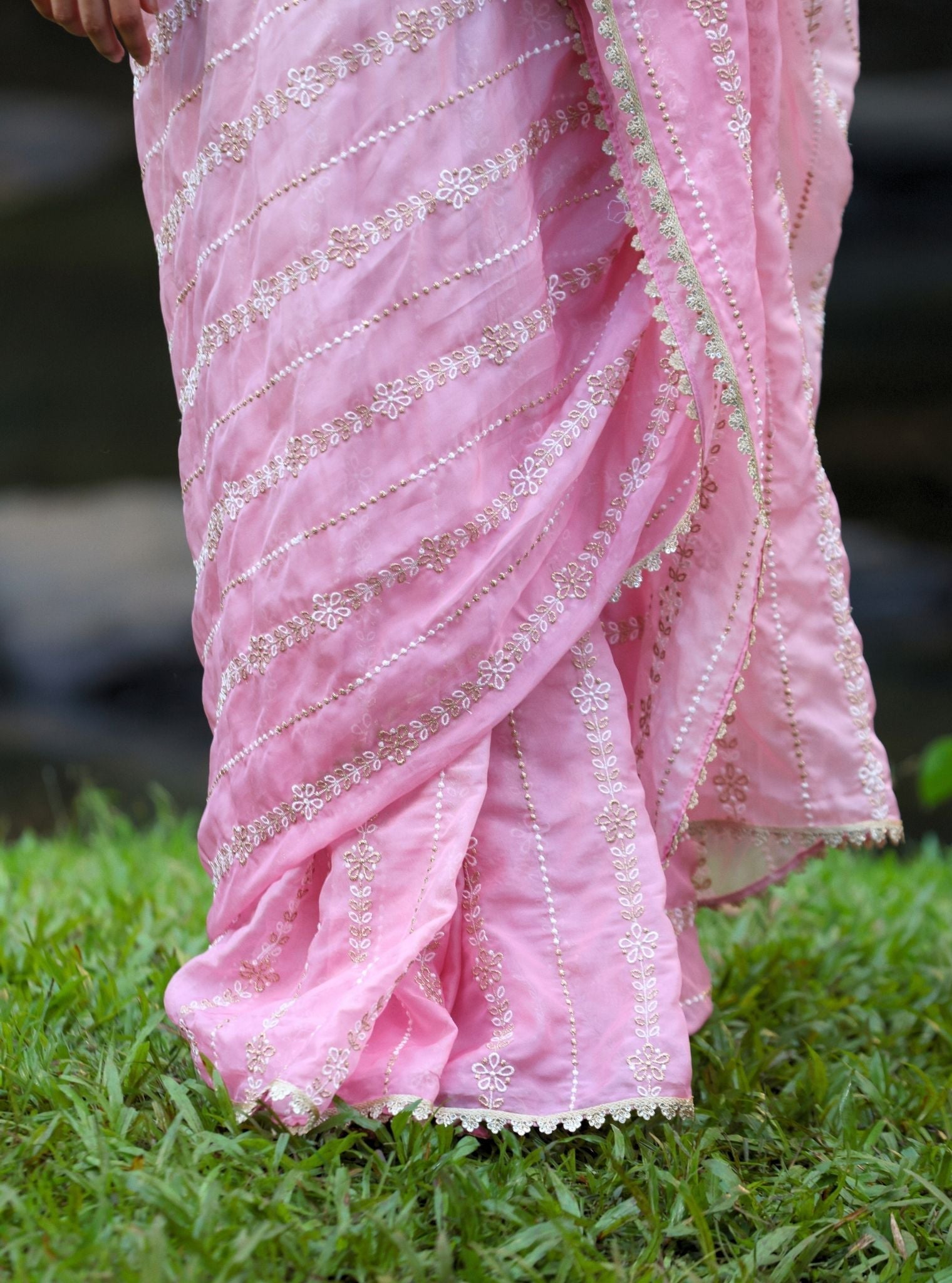 Junoon Organza Ombre Pink Saree