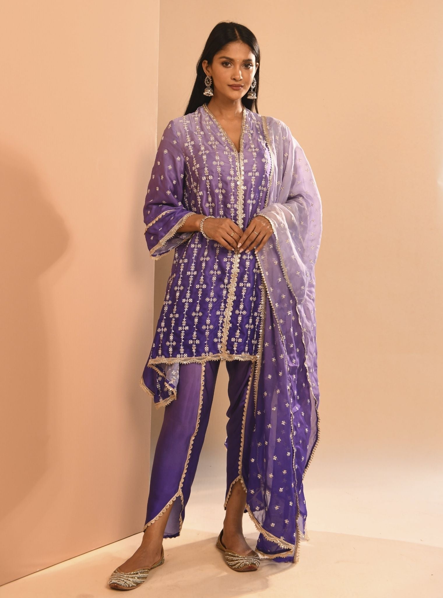 Inara Cupro Silk Purple Kurta Set