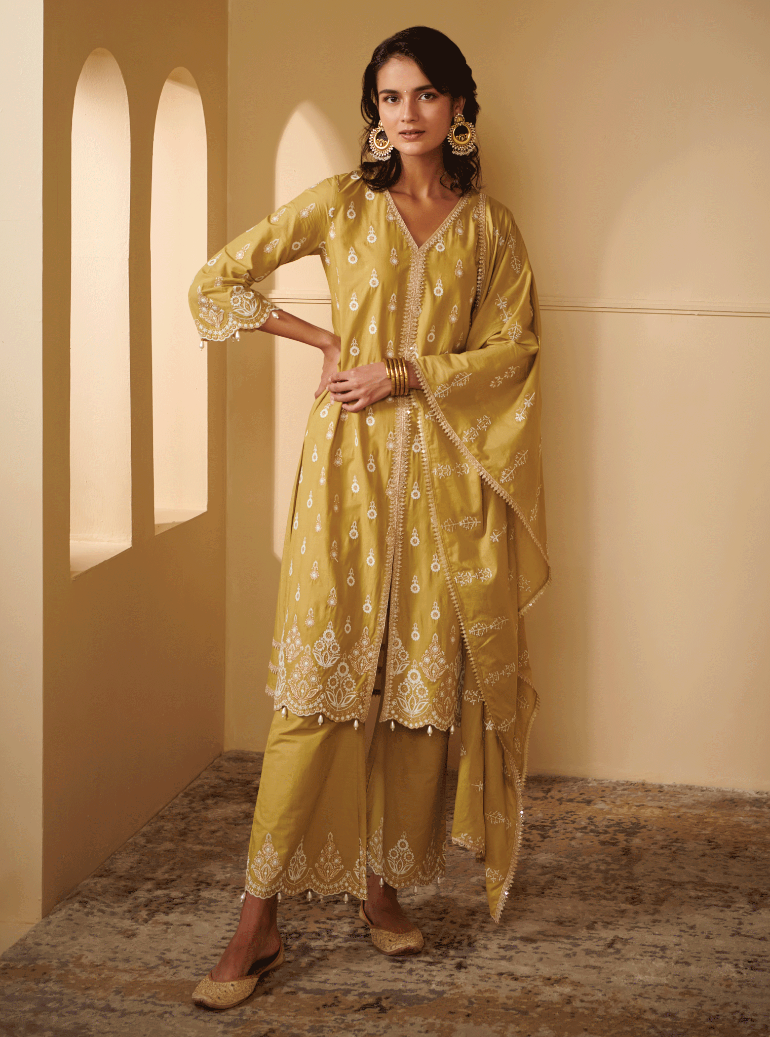 Ahar Supima Cotton Green Kurta Set
