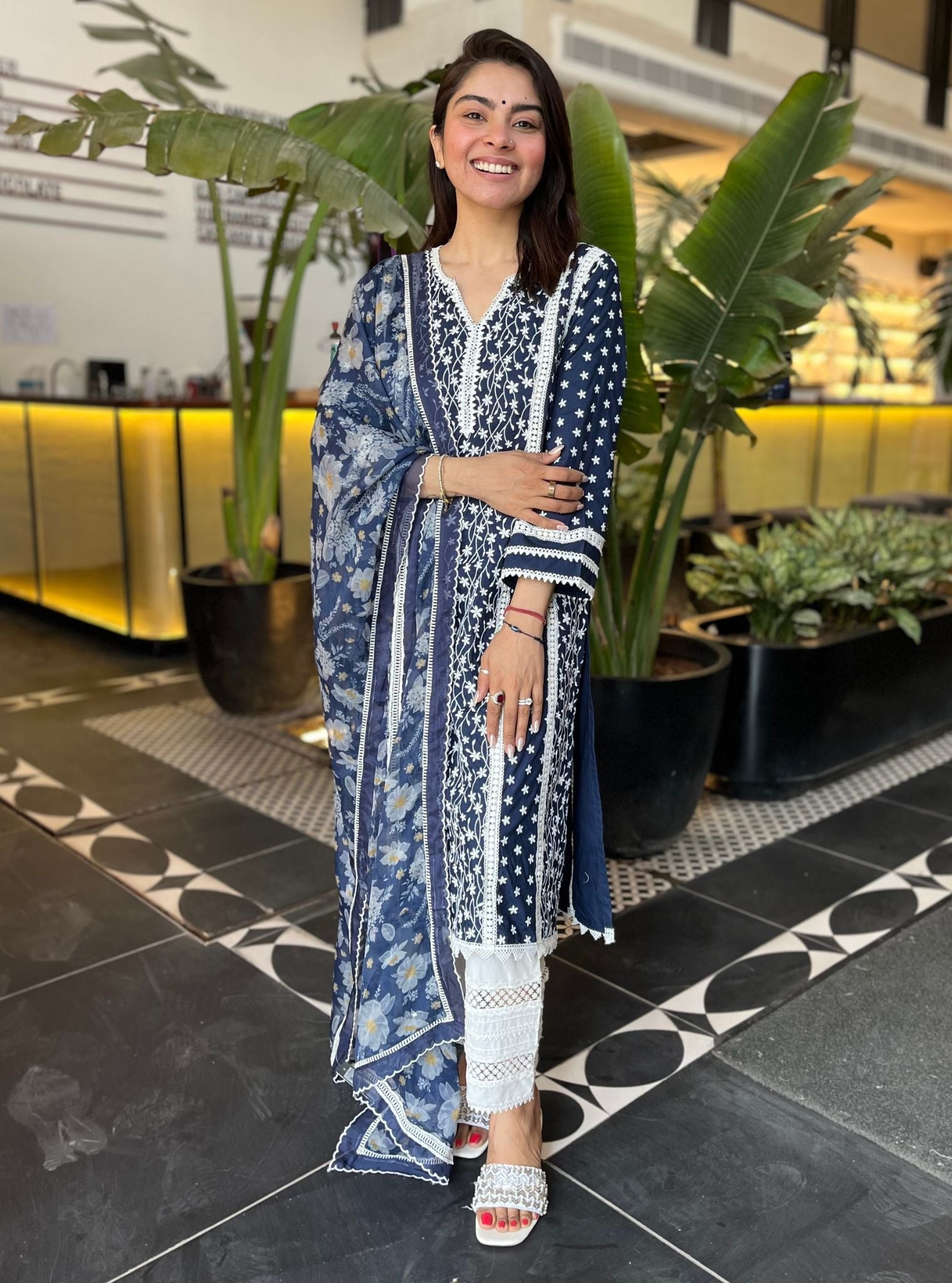 Moira Supima Cotton Navy Kurta Set