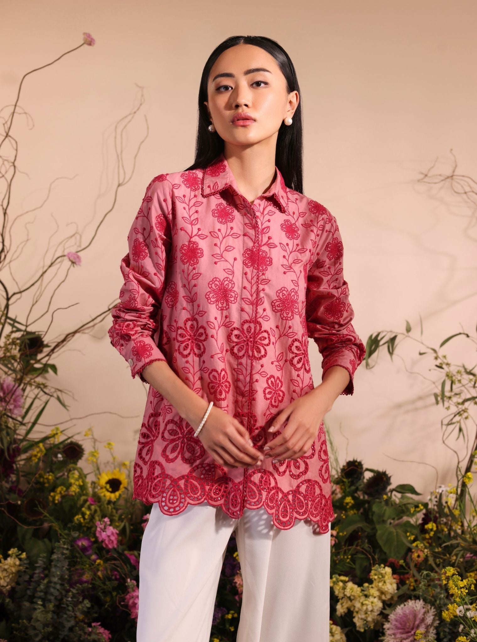 Romy Supima Cotton Salmon Pink Shirt