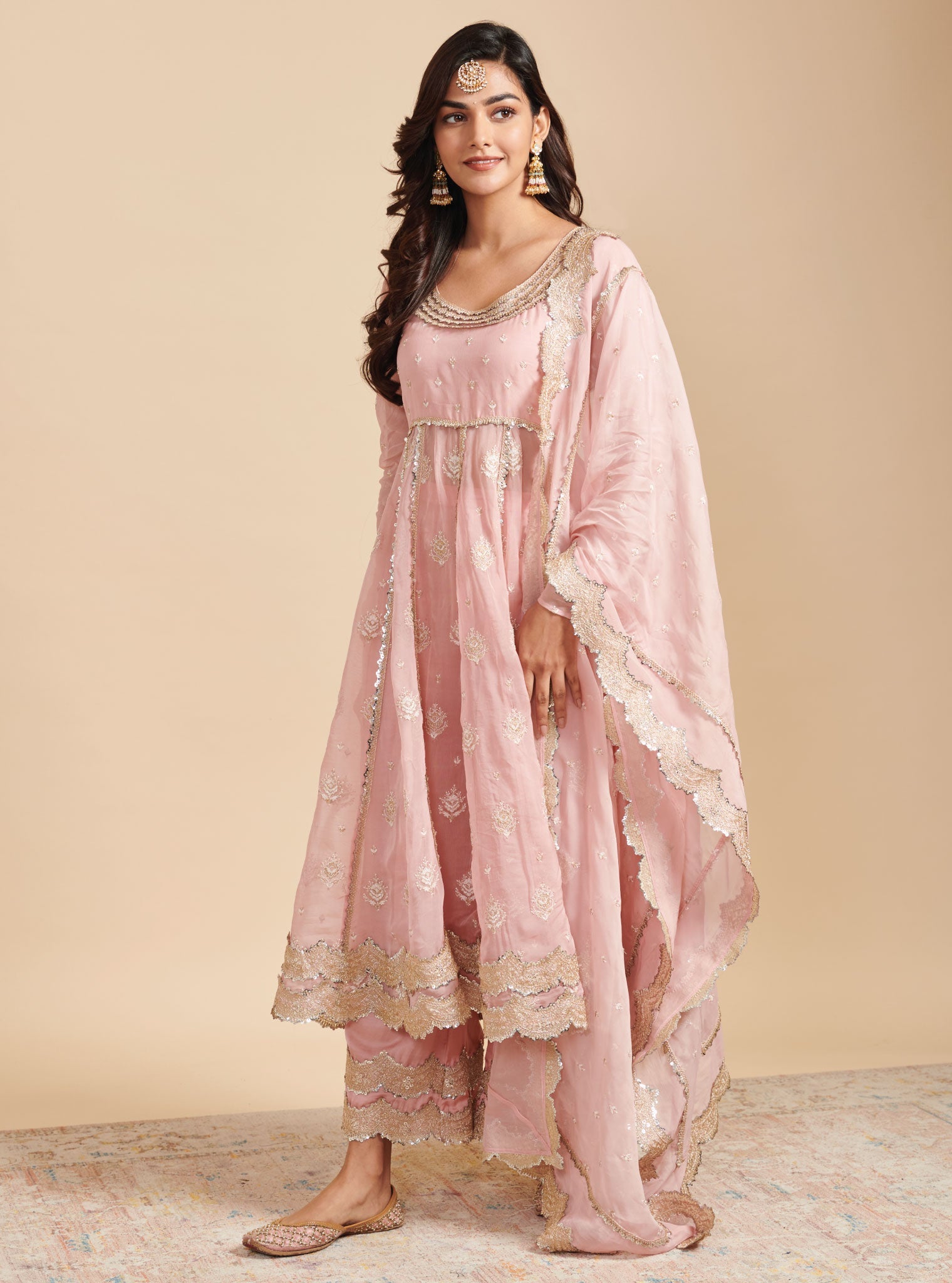 Gulabo Organza Pink Anarkali Kurta Set