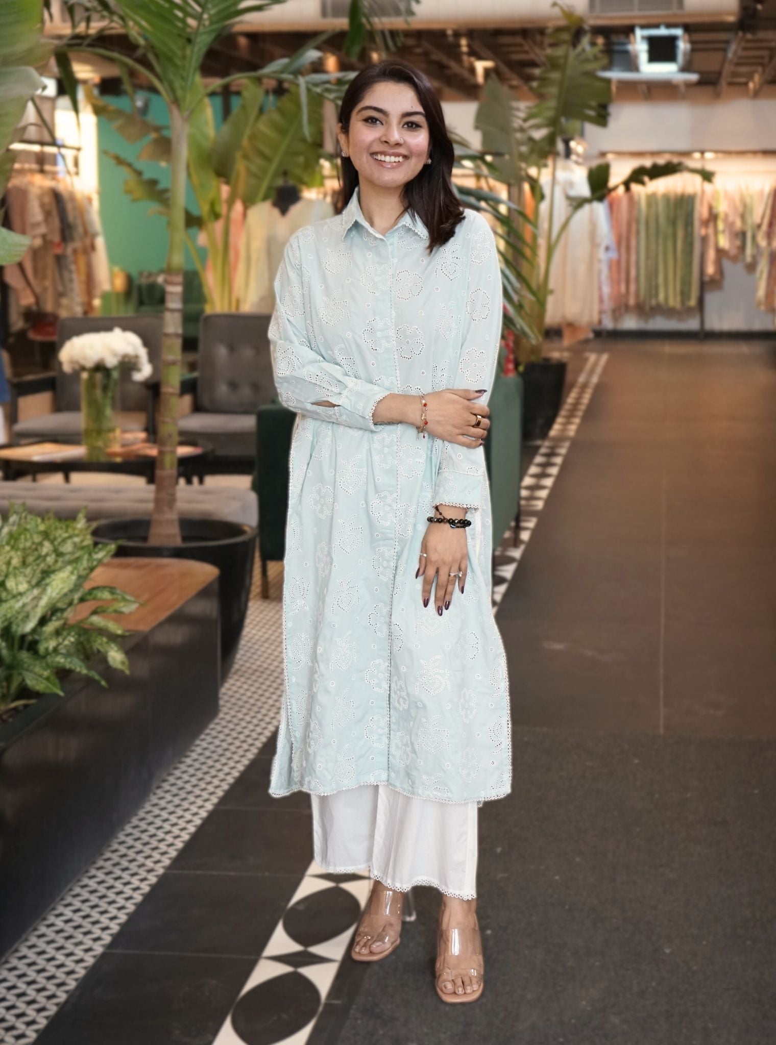 Casares Supima Cotton Light Blue Kurta Shirt Set