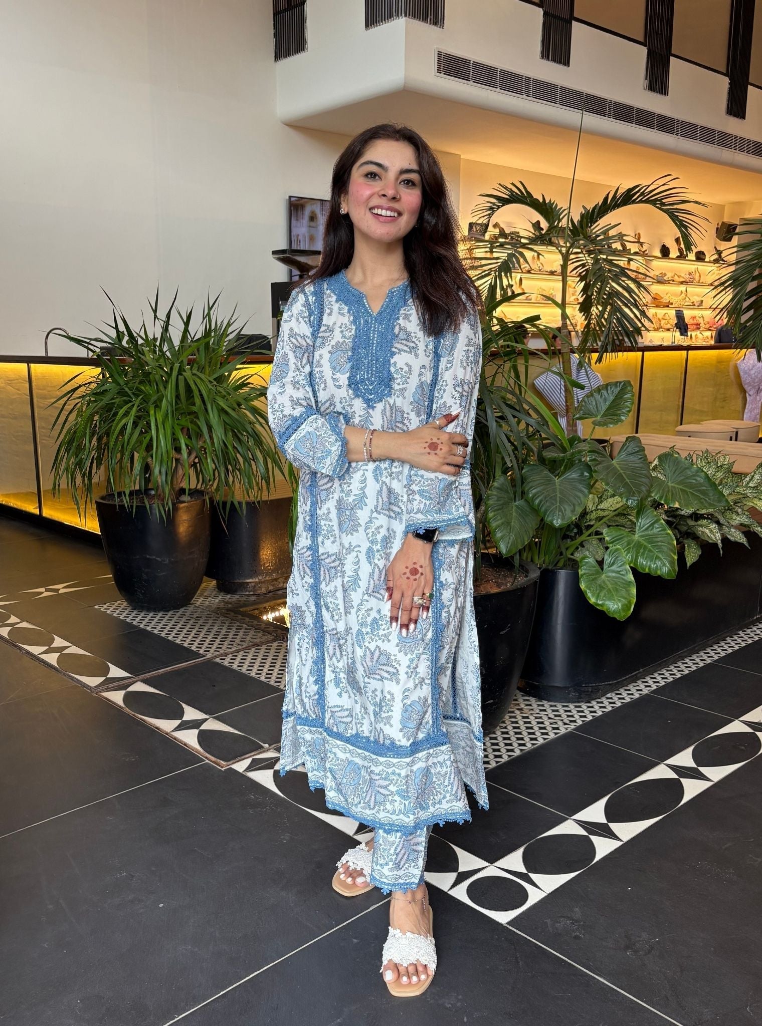 Esti Supima Cotton Blue Kurta Set