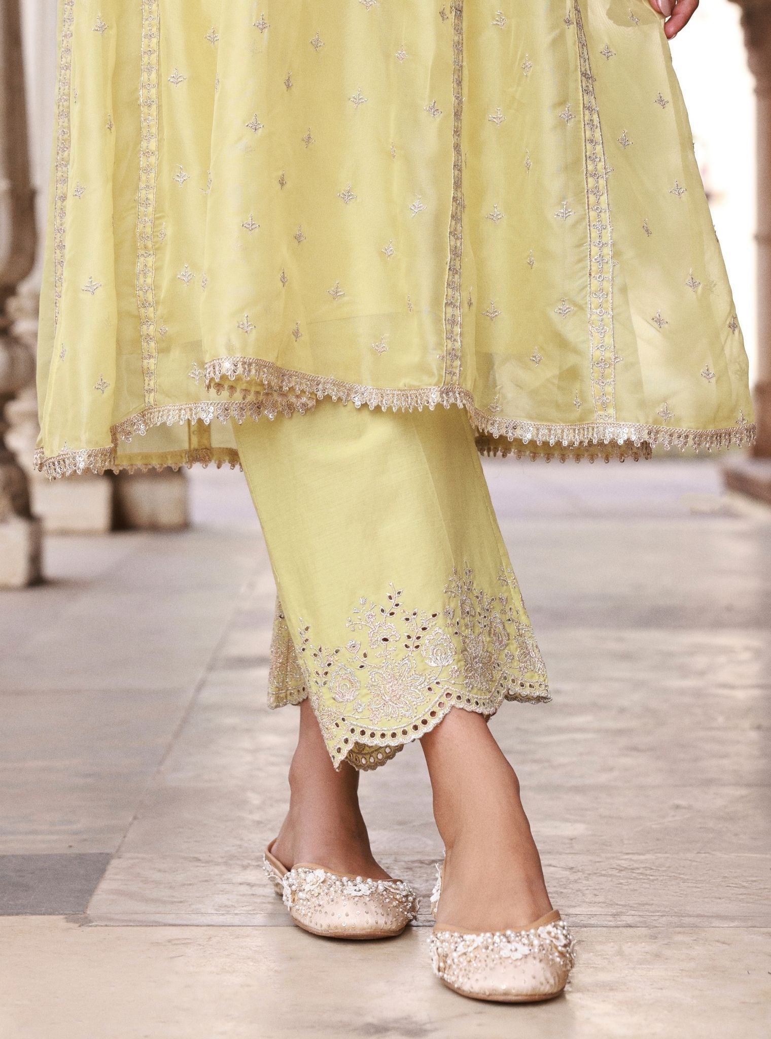Elusha Organza Lime Kurta Set