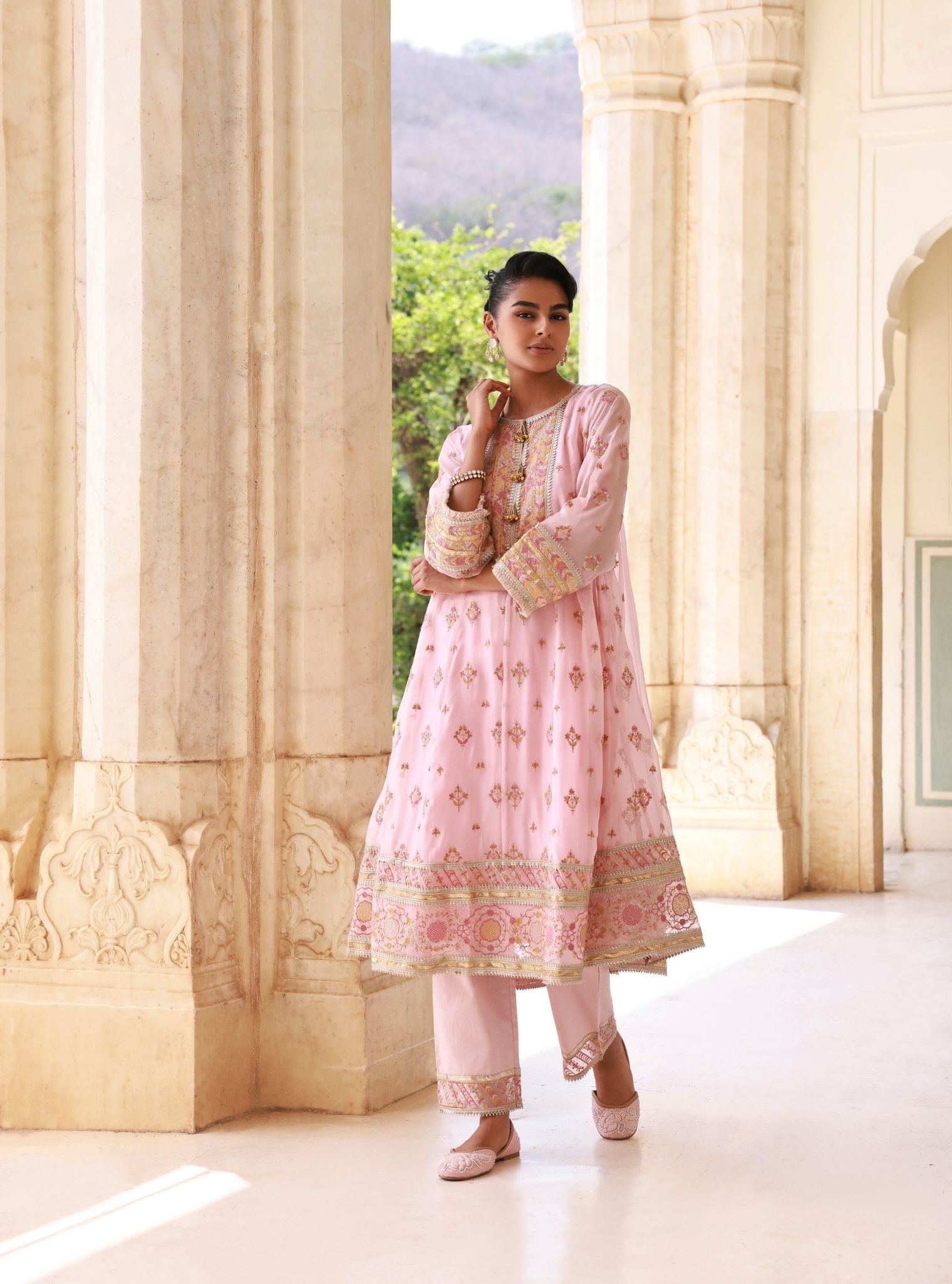Janaya Organza Pink Anarkali Set