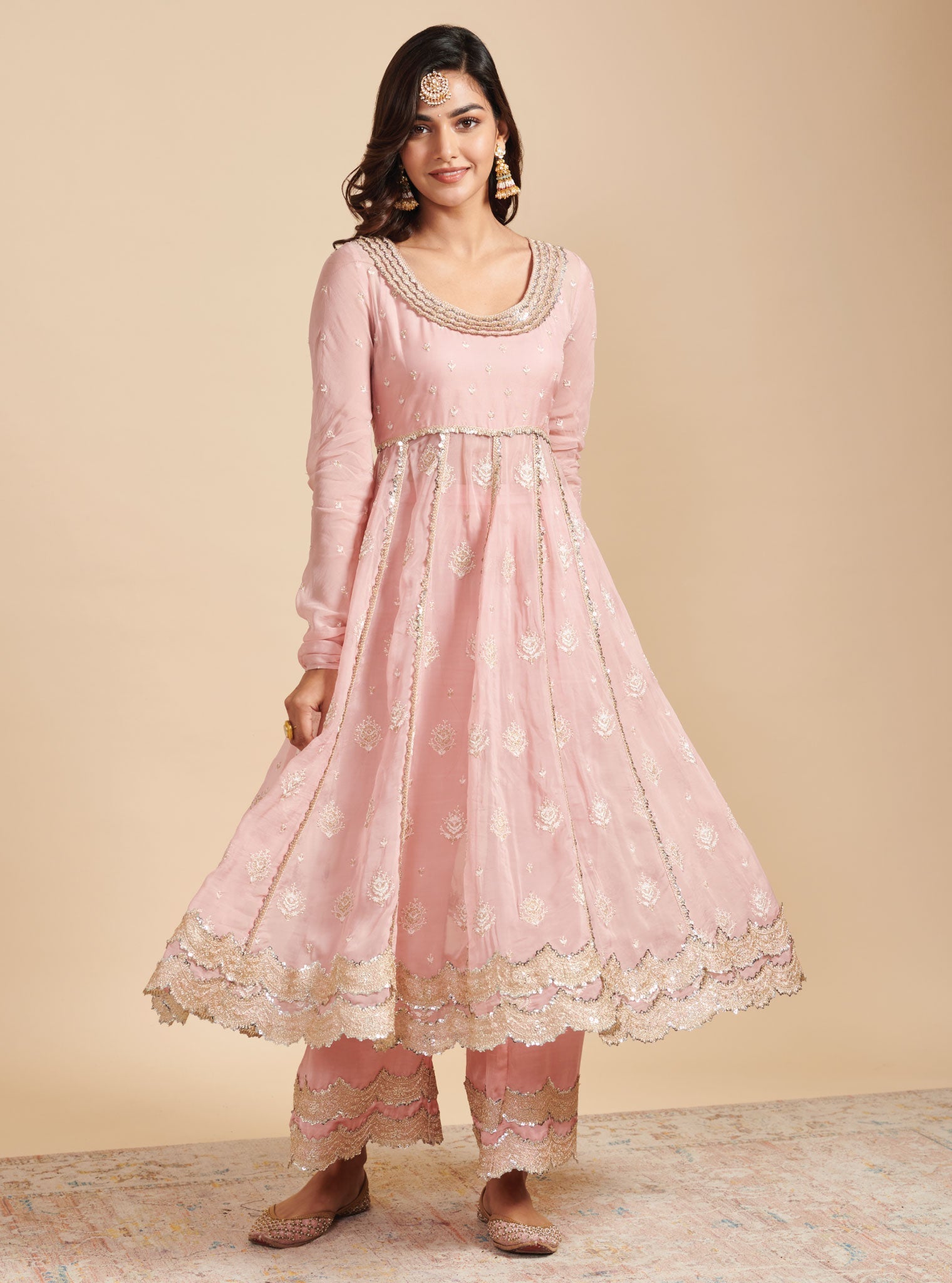 Gulabo Organza Pink Anarkali Kurta Set