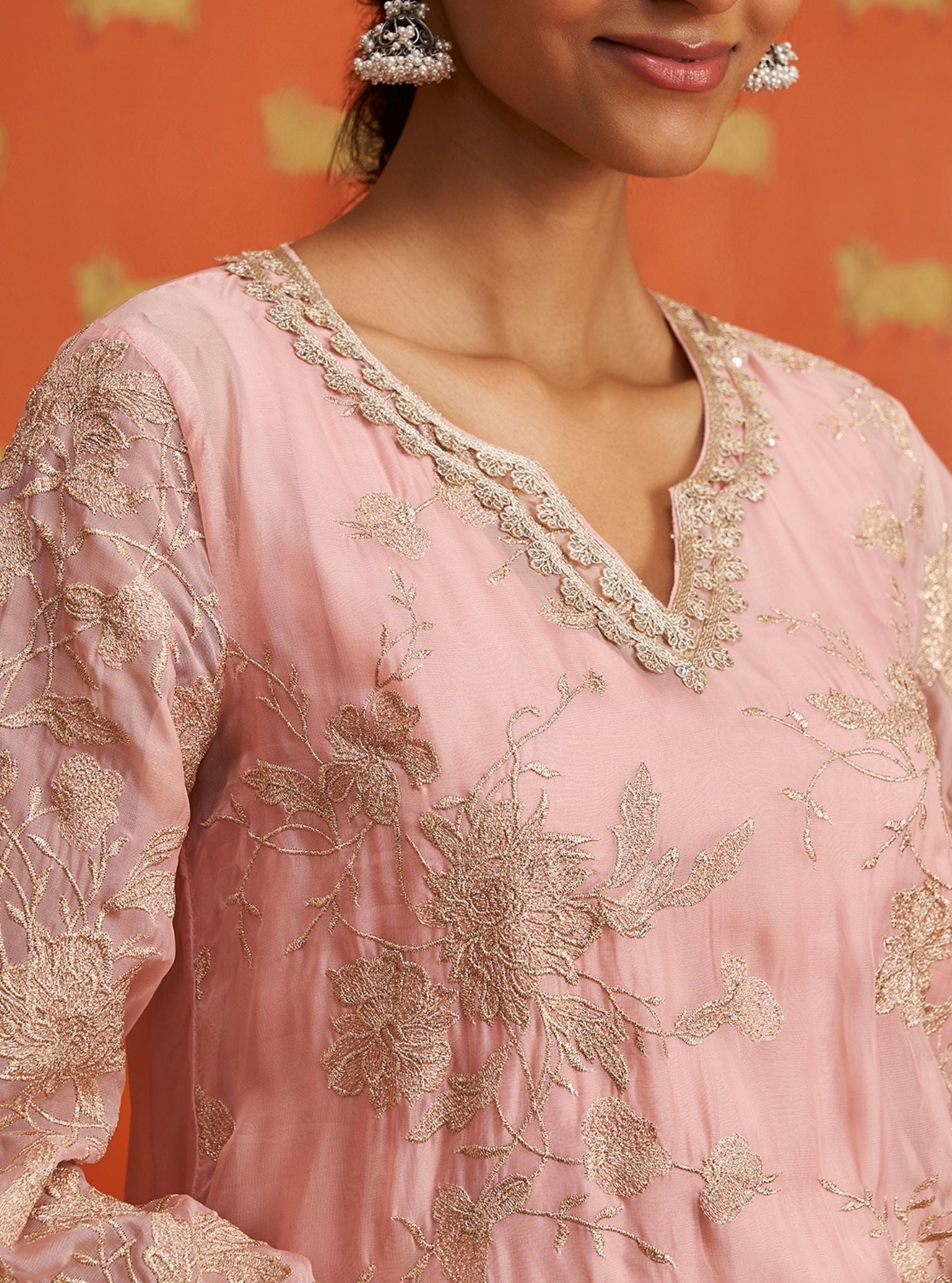 Sunee Organza Pink Kurta Set