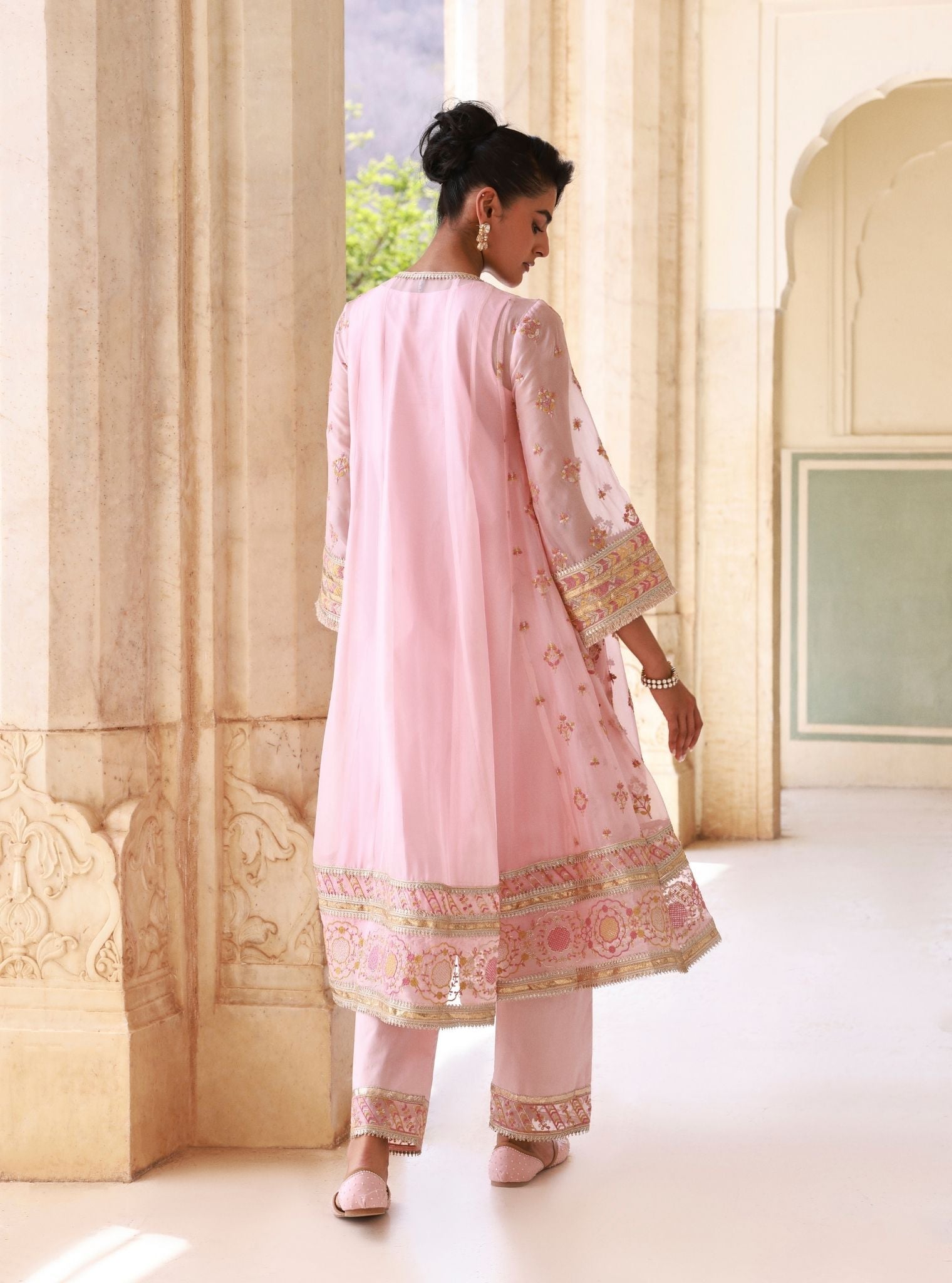 Janaya Organza Pink Anarkali Set
