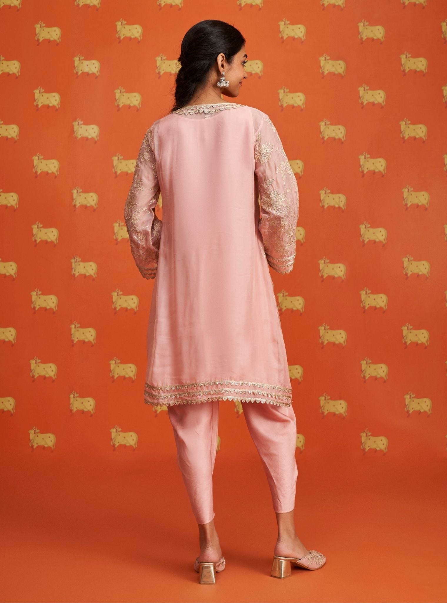 Sunee Organza Pink Kurta Set