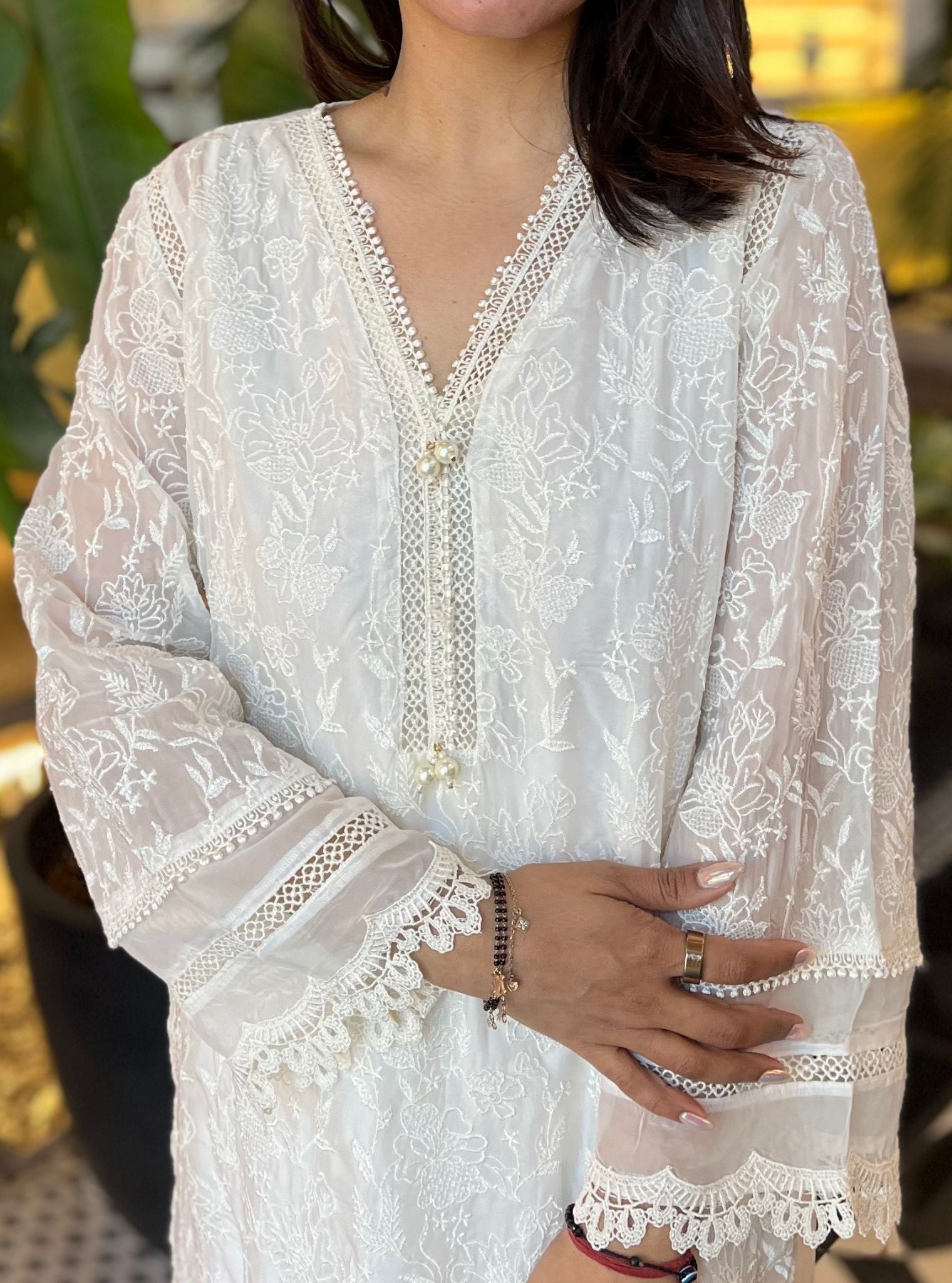 Cahya Organza Off White Kurta Set