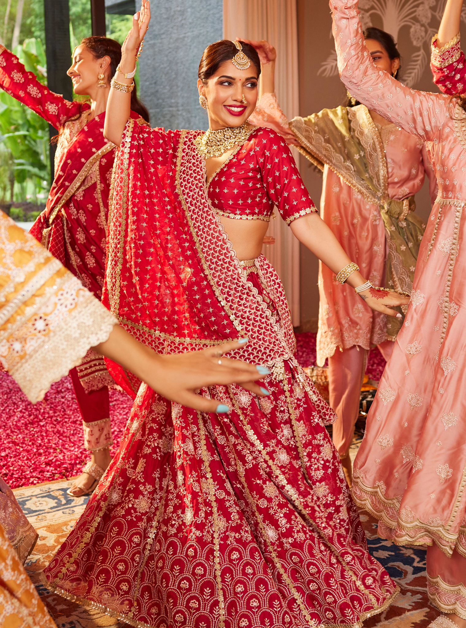 Saiyaara Organza Red Lehenga