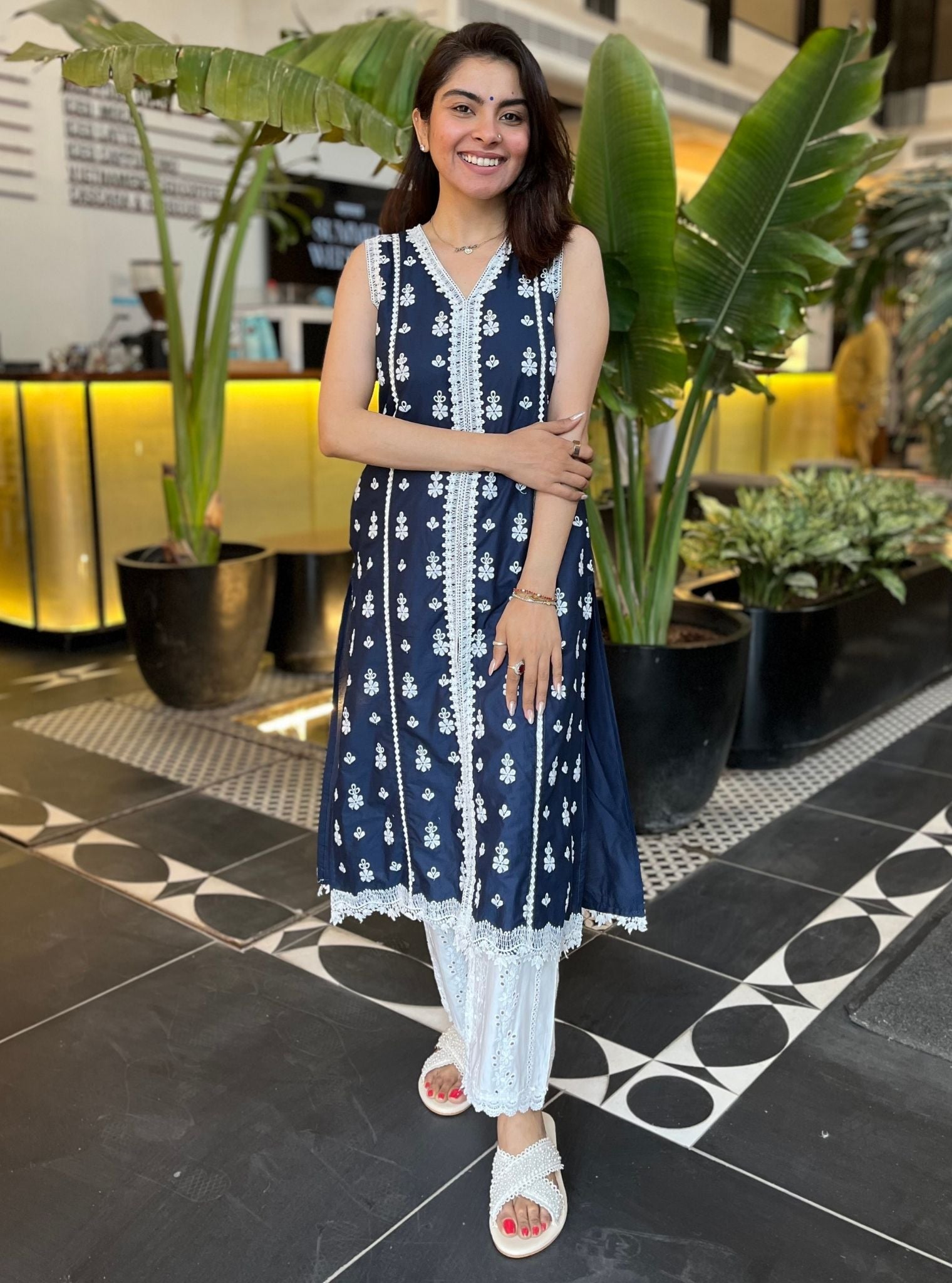 Alba Supima Cotton Navy Kurta Set