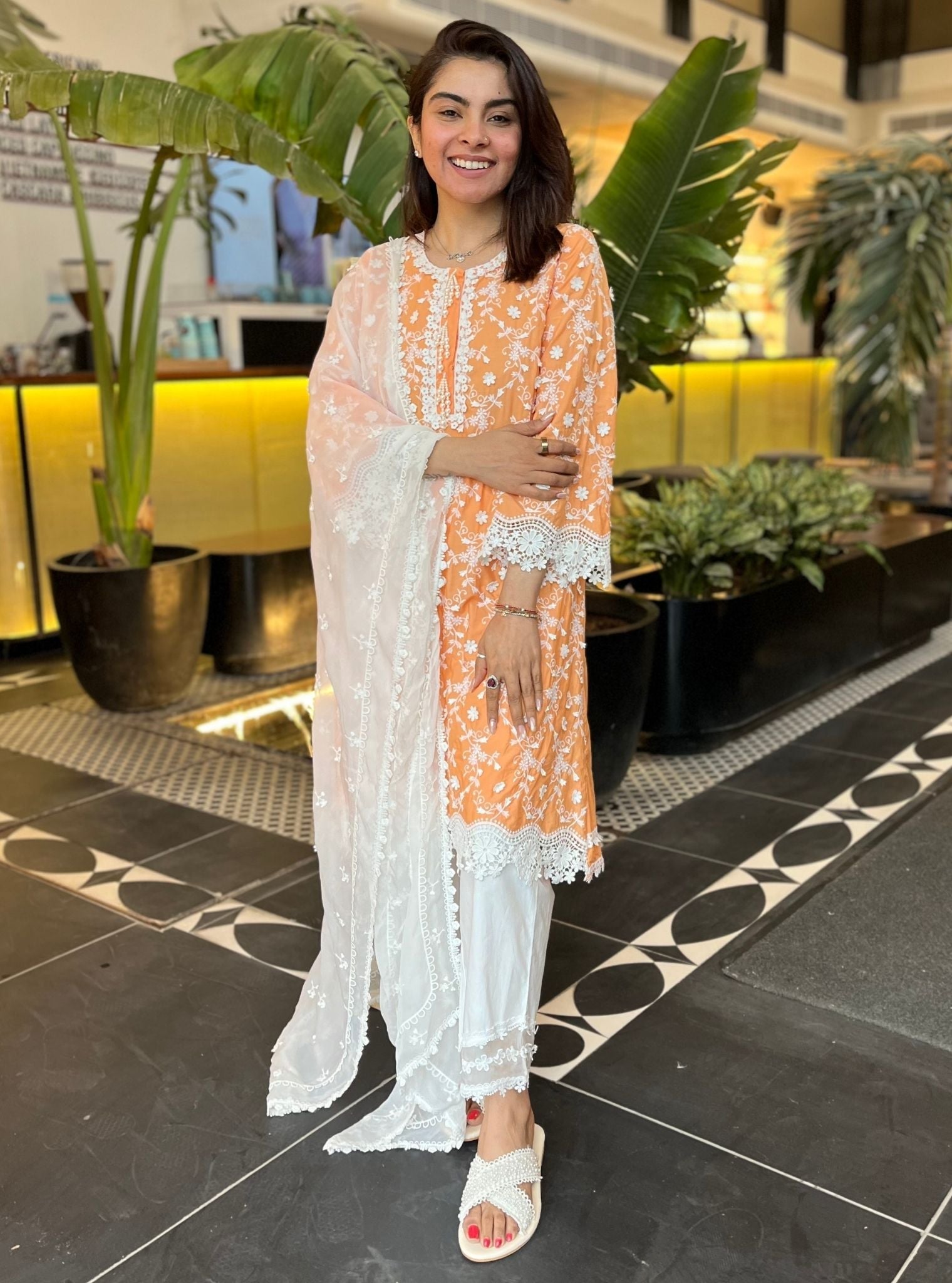 BayBreeze Supima Cotton Orange Kurta Set