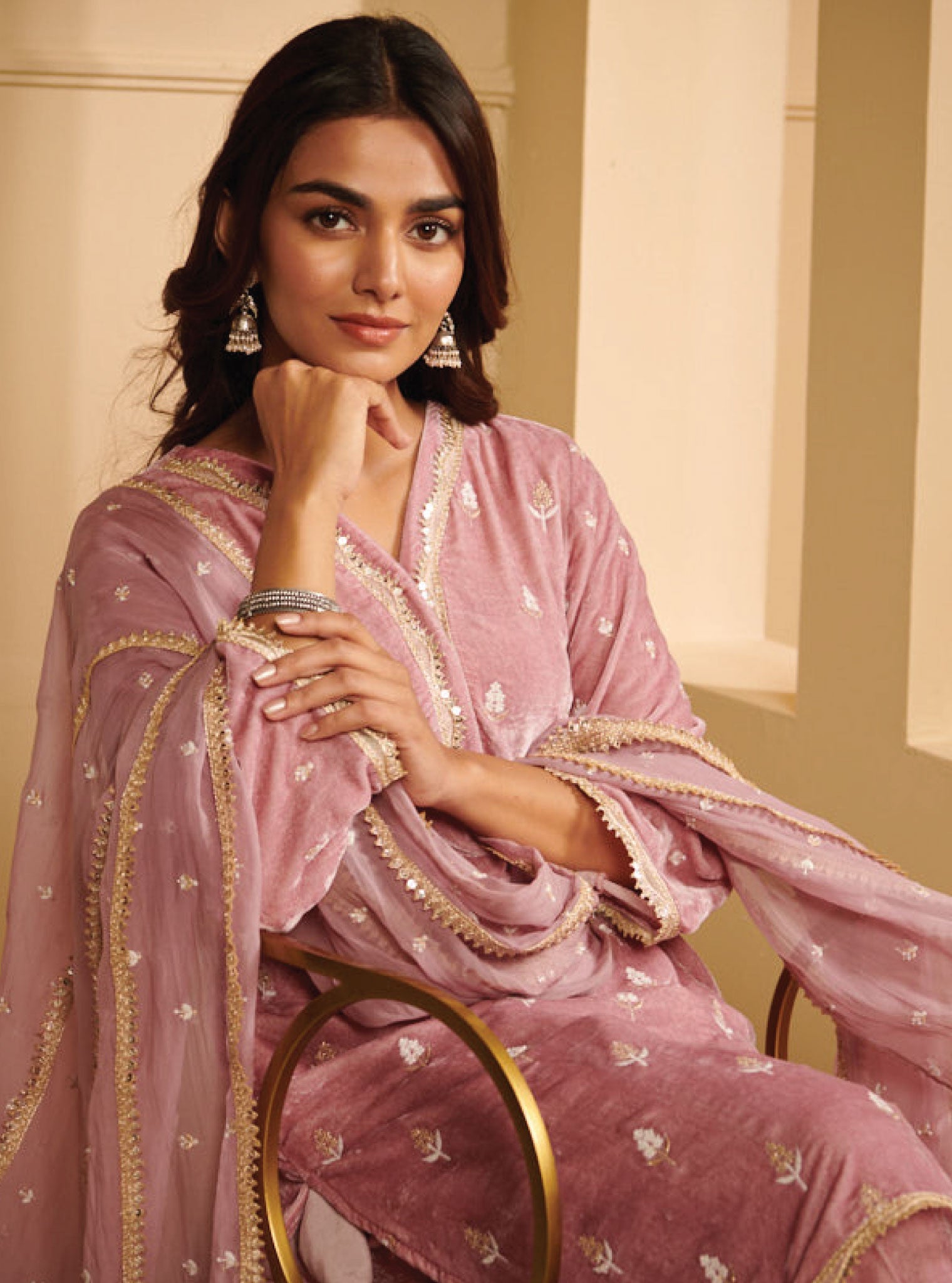 Malia Velvet Lilac Kurta Set