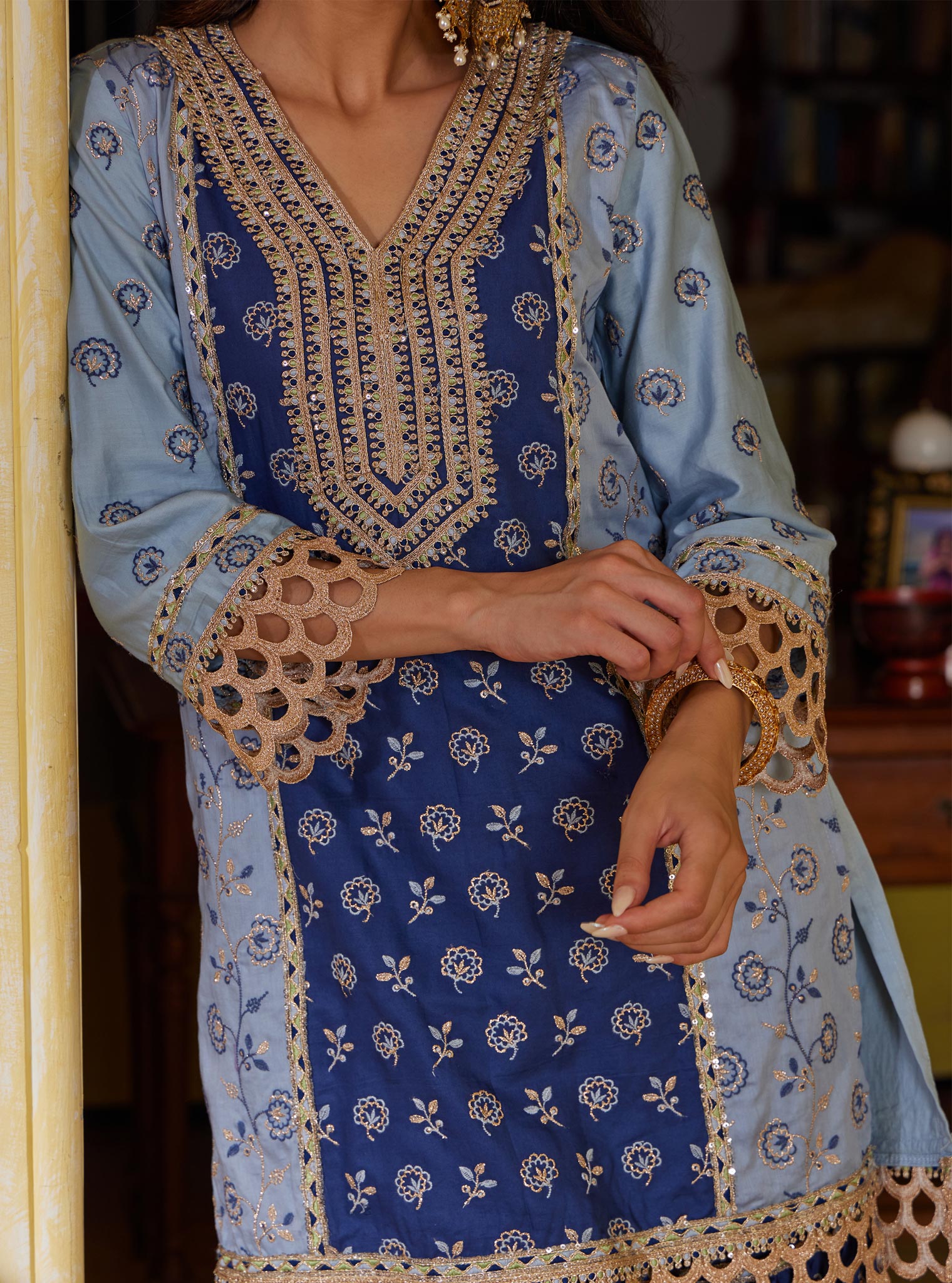 Pravi Pima Blue Kurta Set