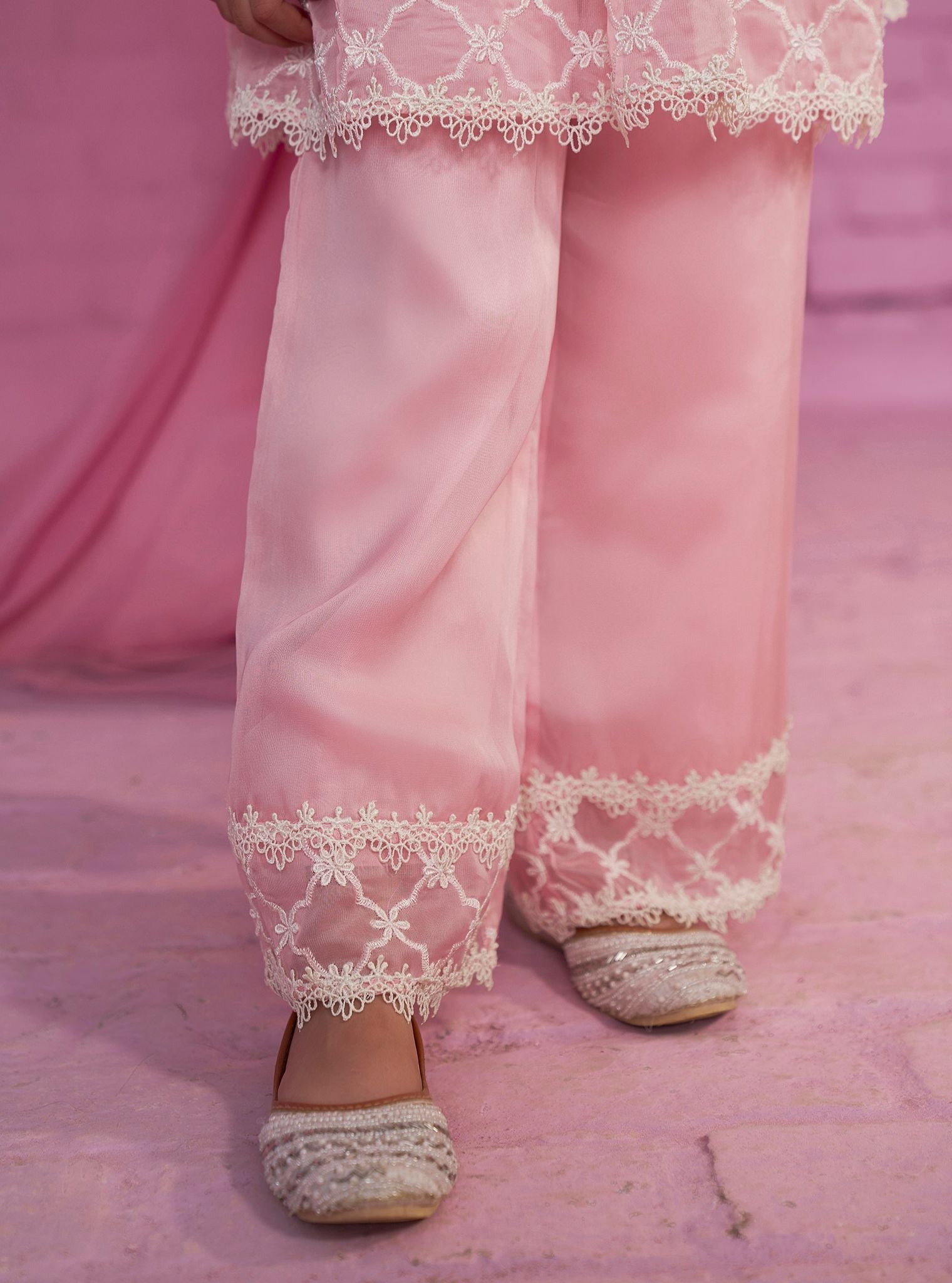 Melati Organza Pink Kurta Set