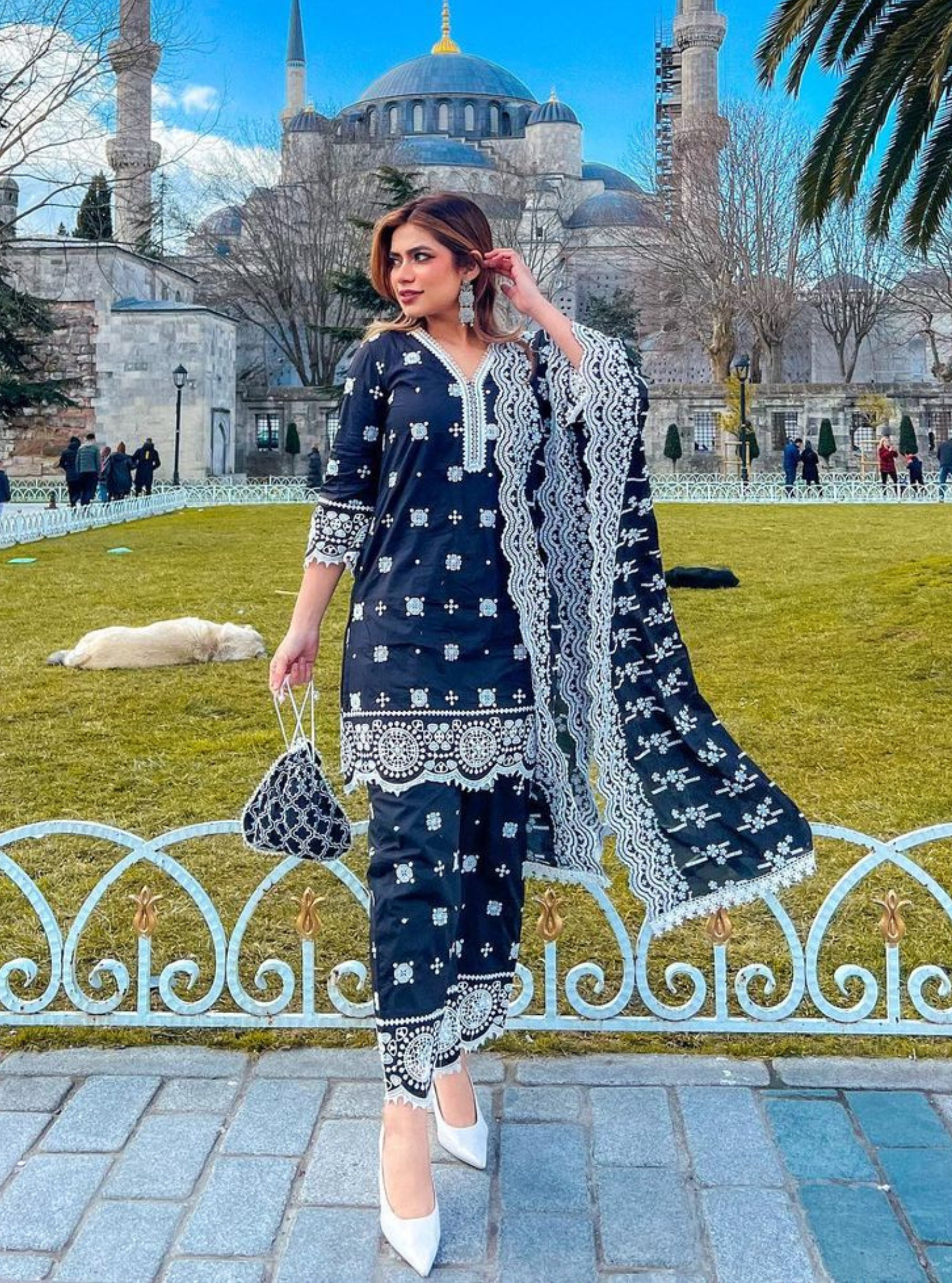 Leh Supima Cotton Black Kurta with Palazzo Set