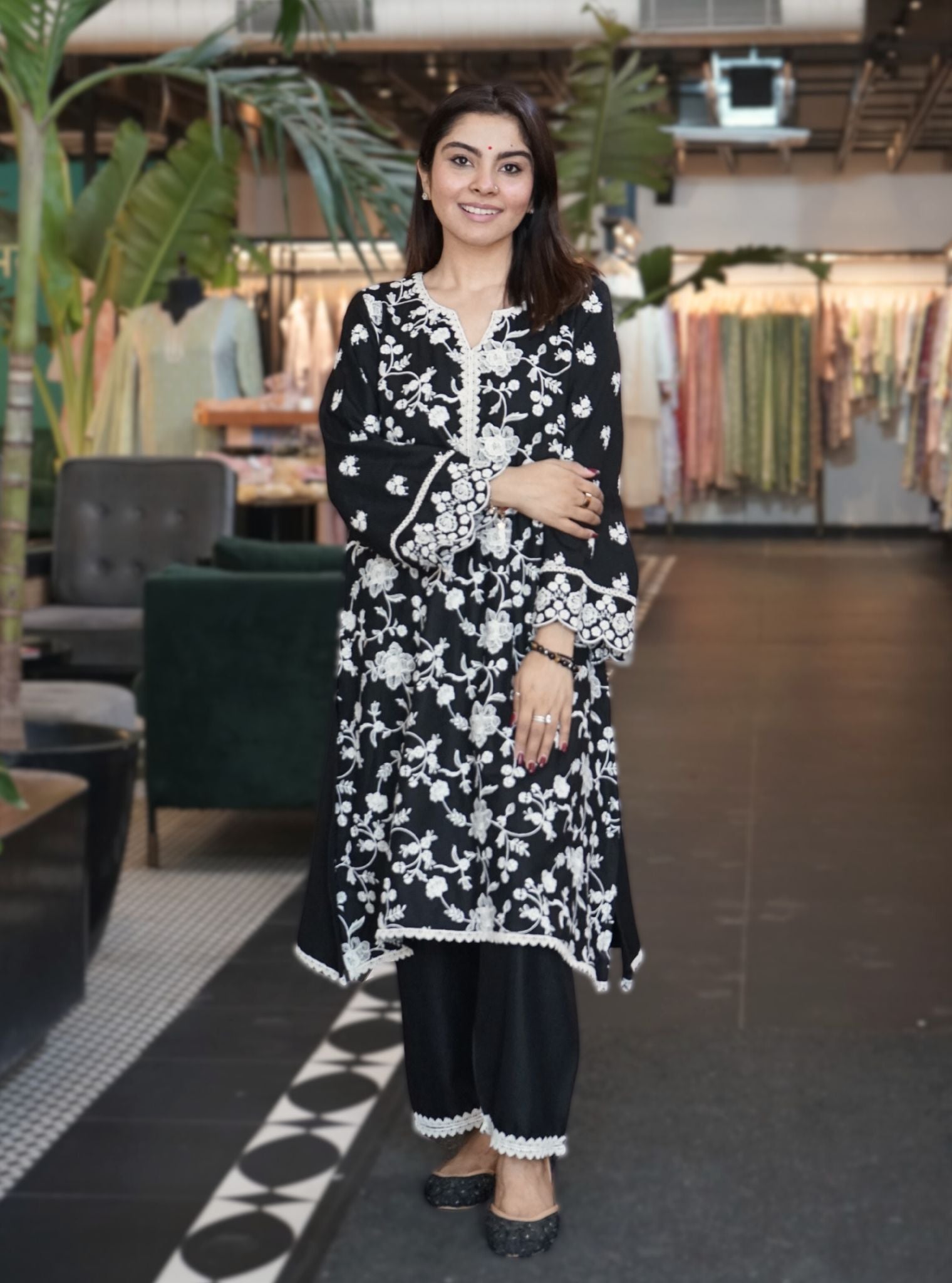 Juno Wool Black Kurta Set