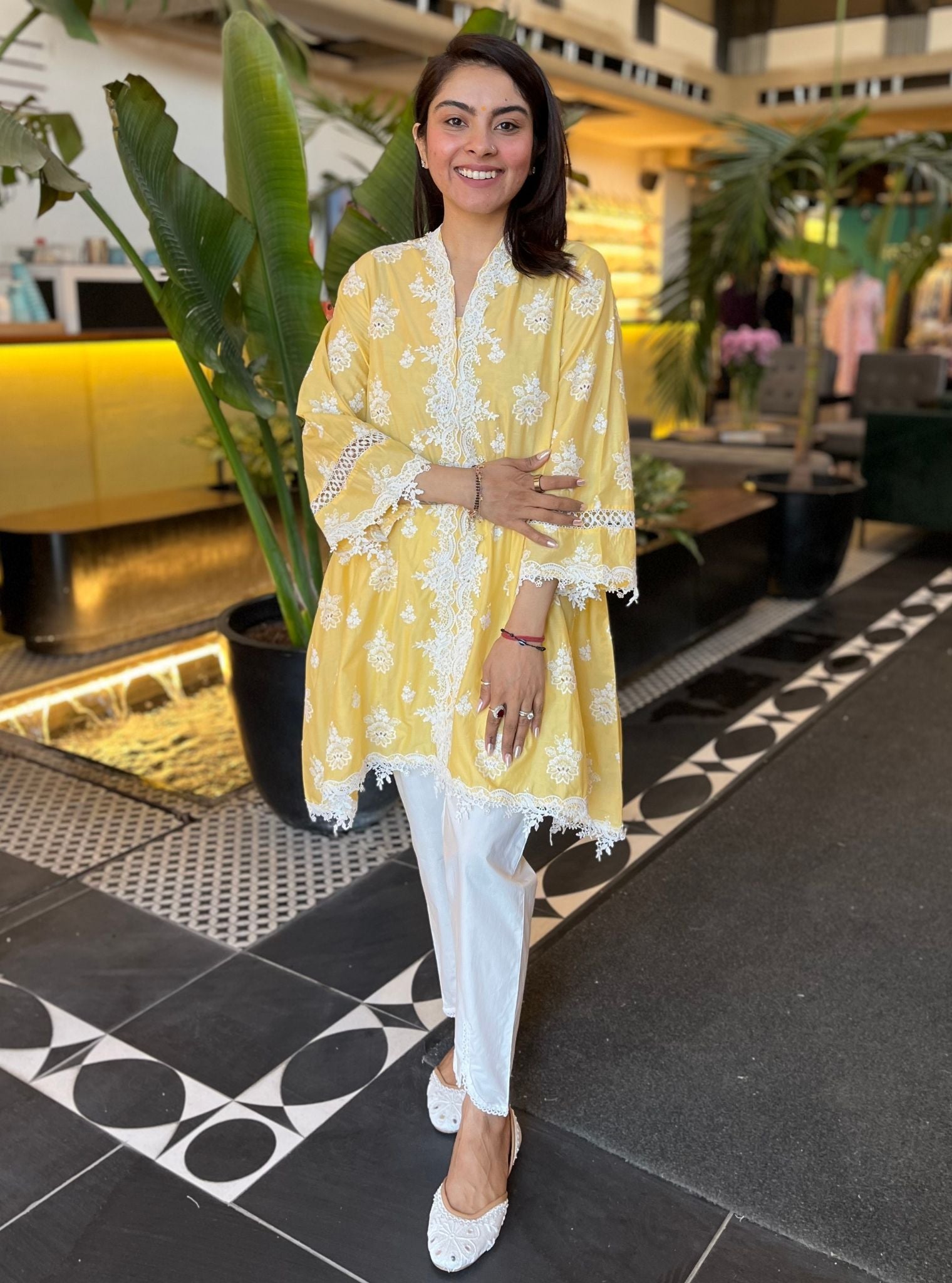 Esteve Supima Cotton Yellow Kurta Set