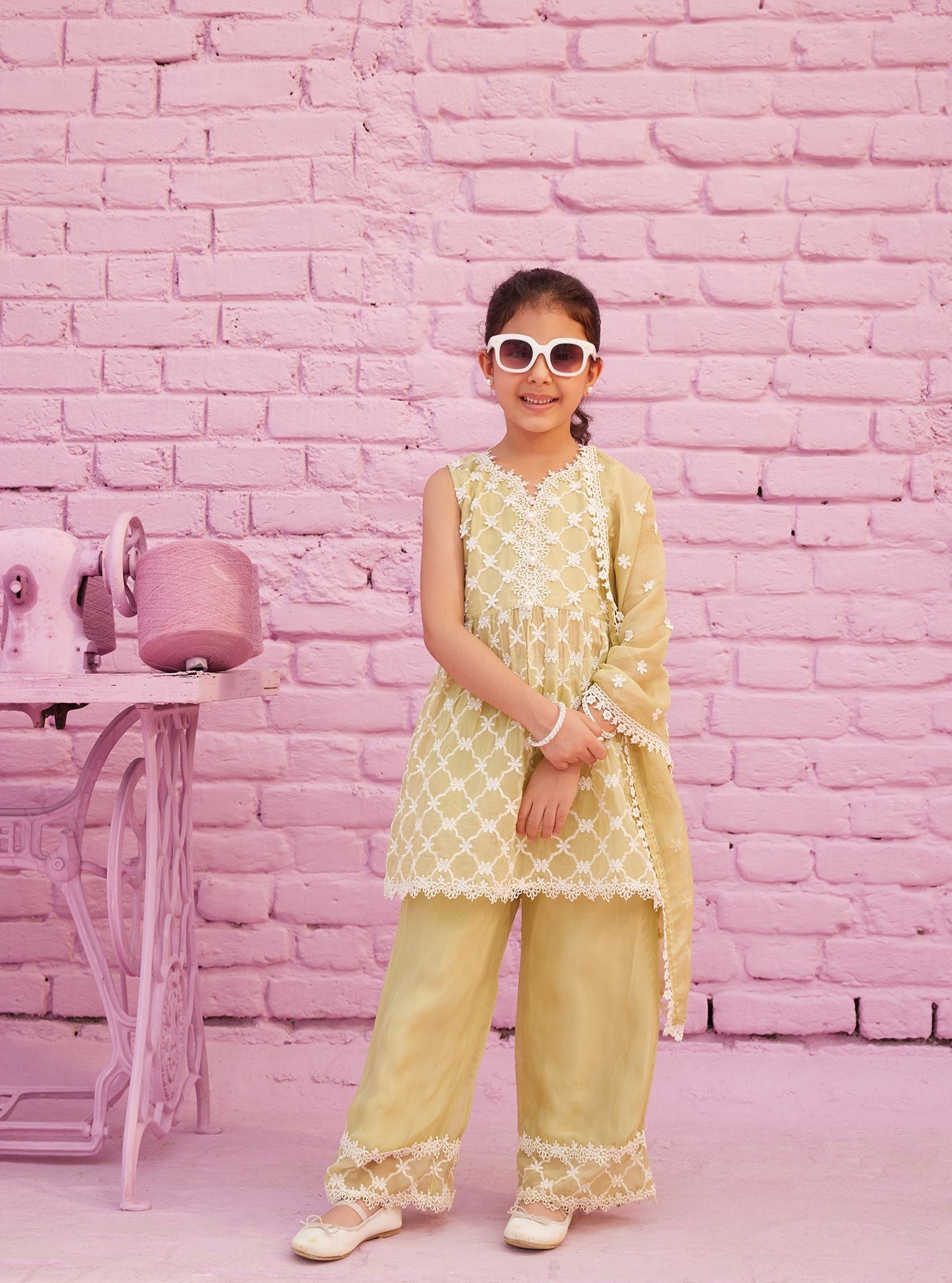 Melati Organza Lime Green Kurta Set