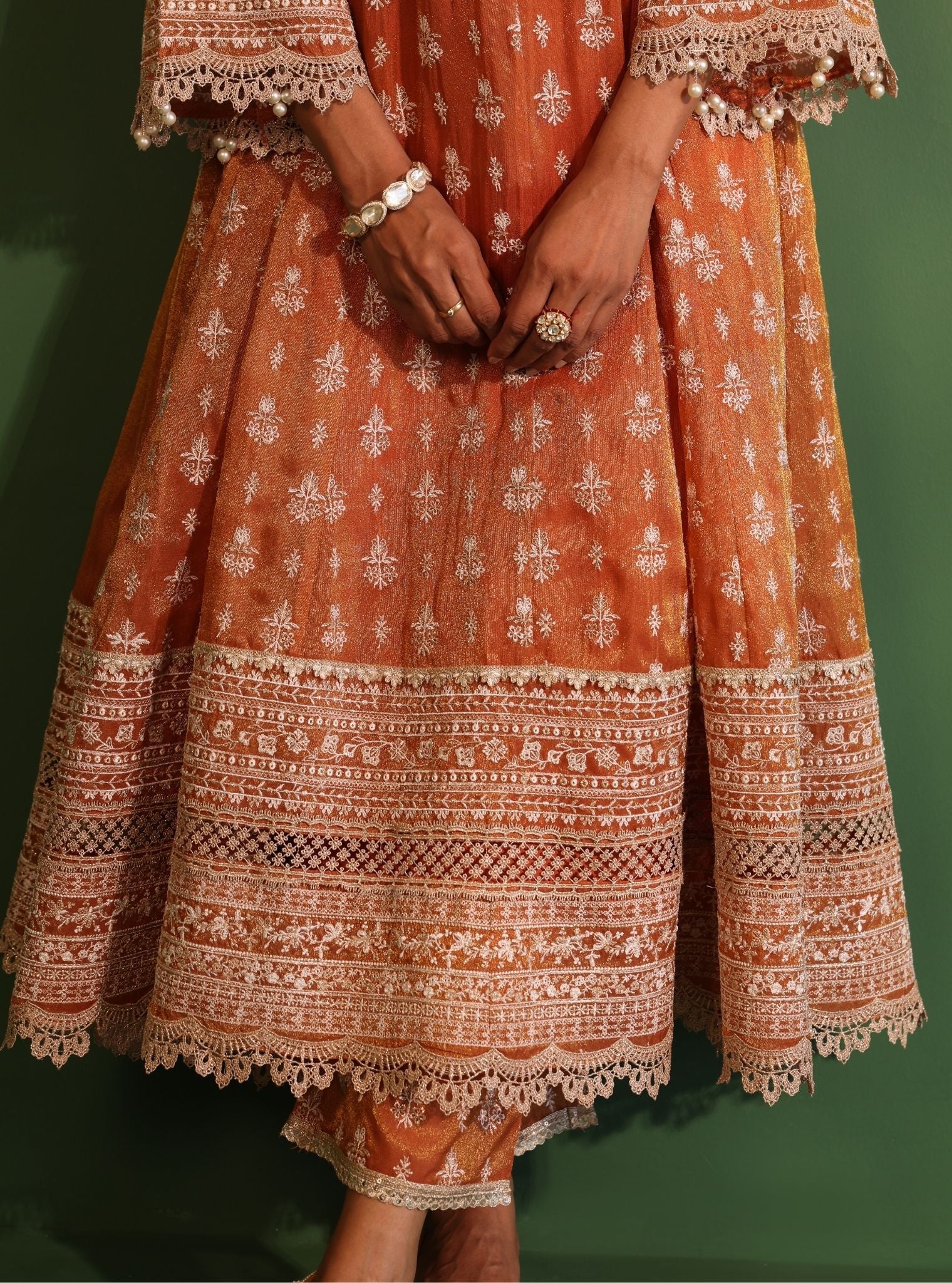 Jalwa Luxe Organza Orange Anarkali Kurta Set
