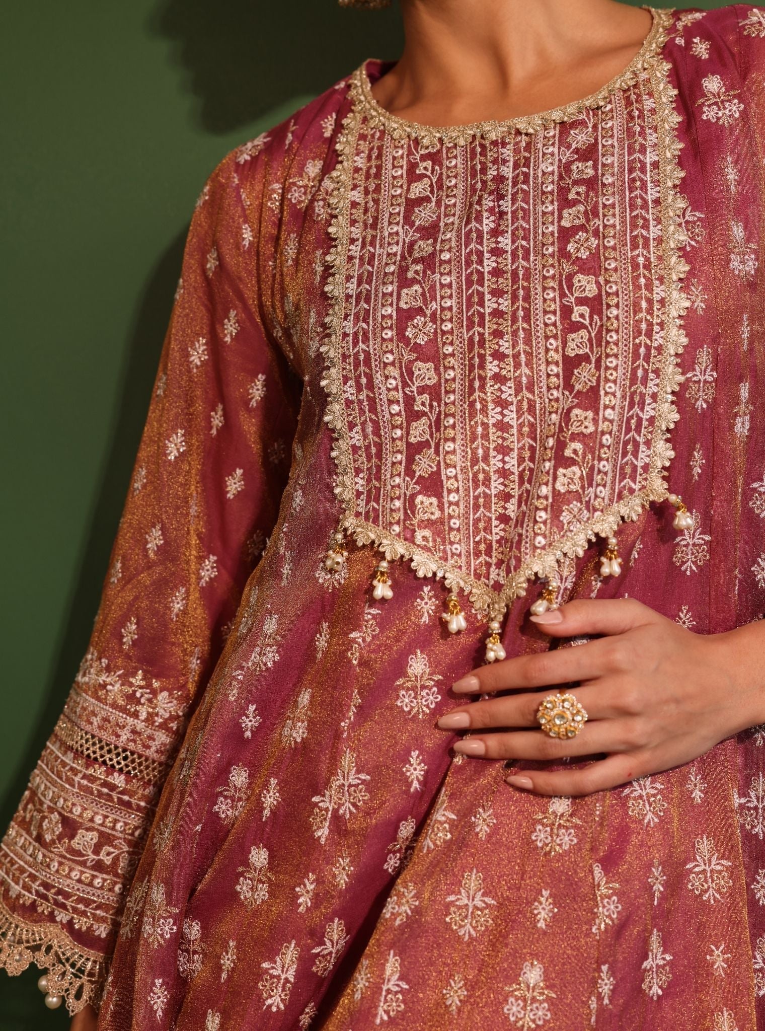 Jalwa Luxe Organza Plum Anarkali Kurta Set
