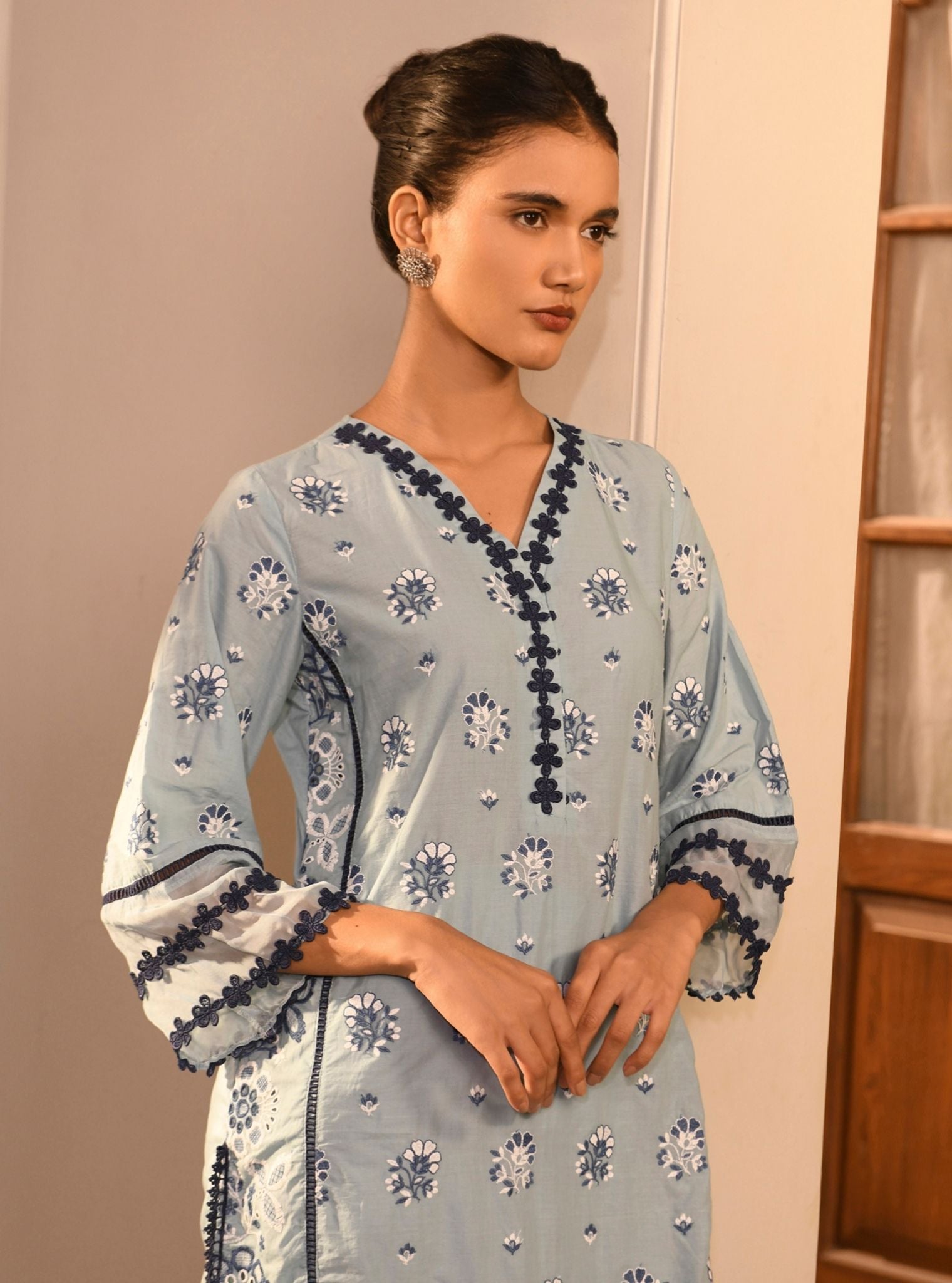 Banu Supima Cotton Light Blue Kurta Set