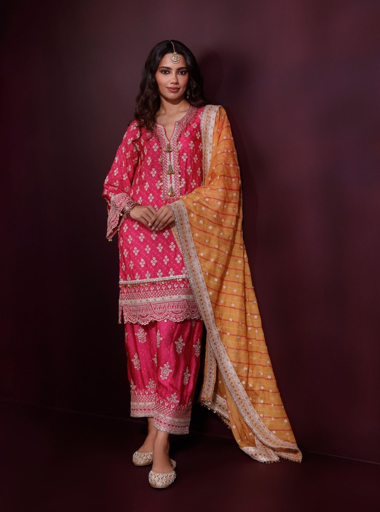 Elira Cupro Satin Fuschia Kurta Sets